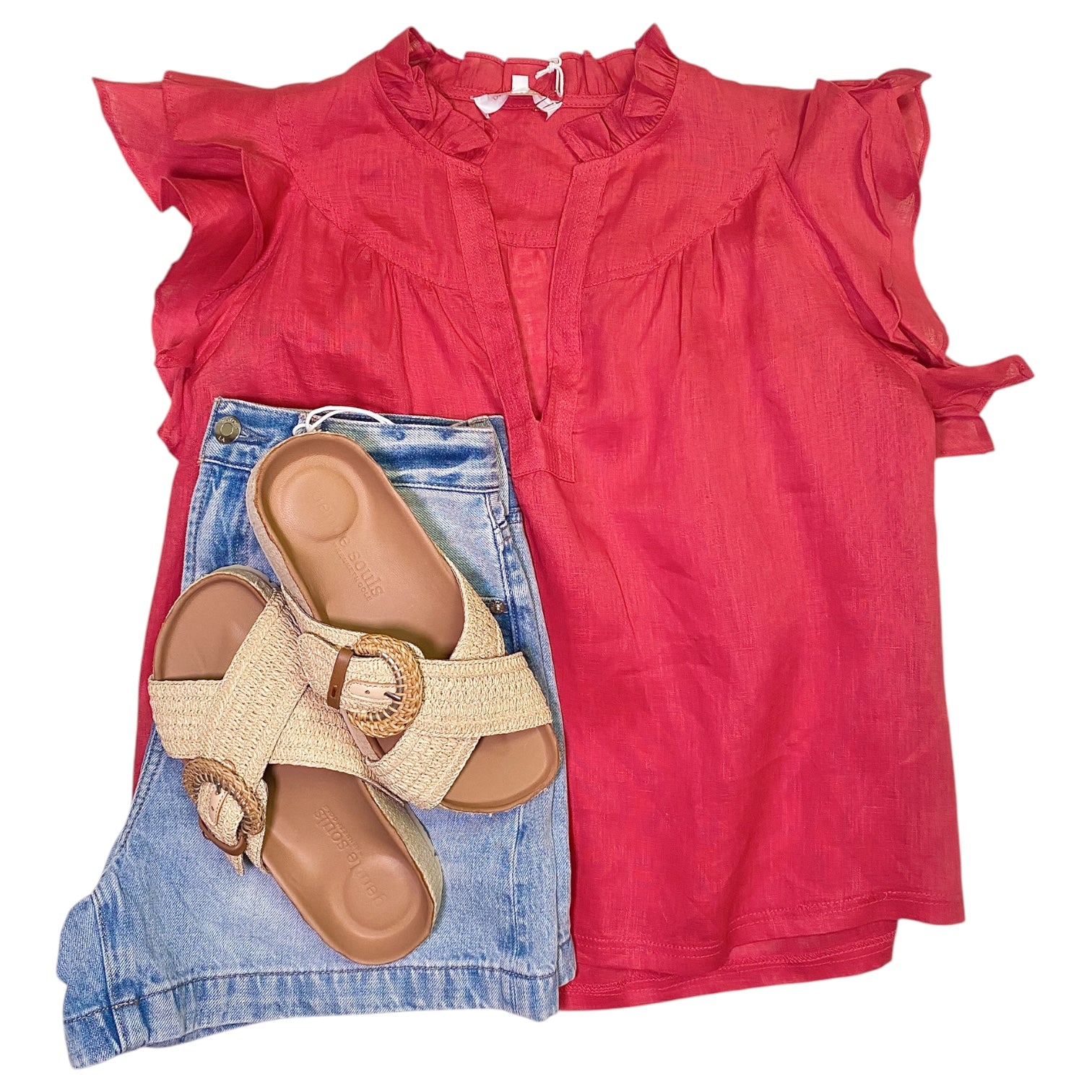 Gaia Ruffled Blouse Red