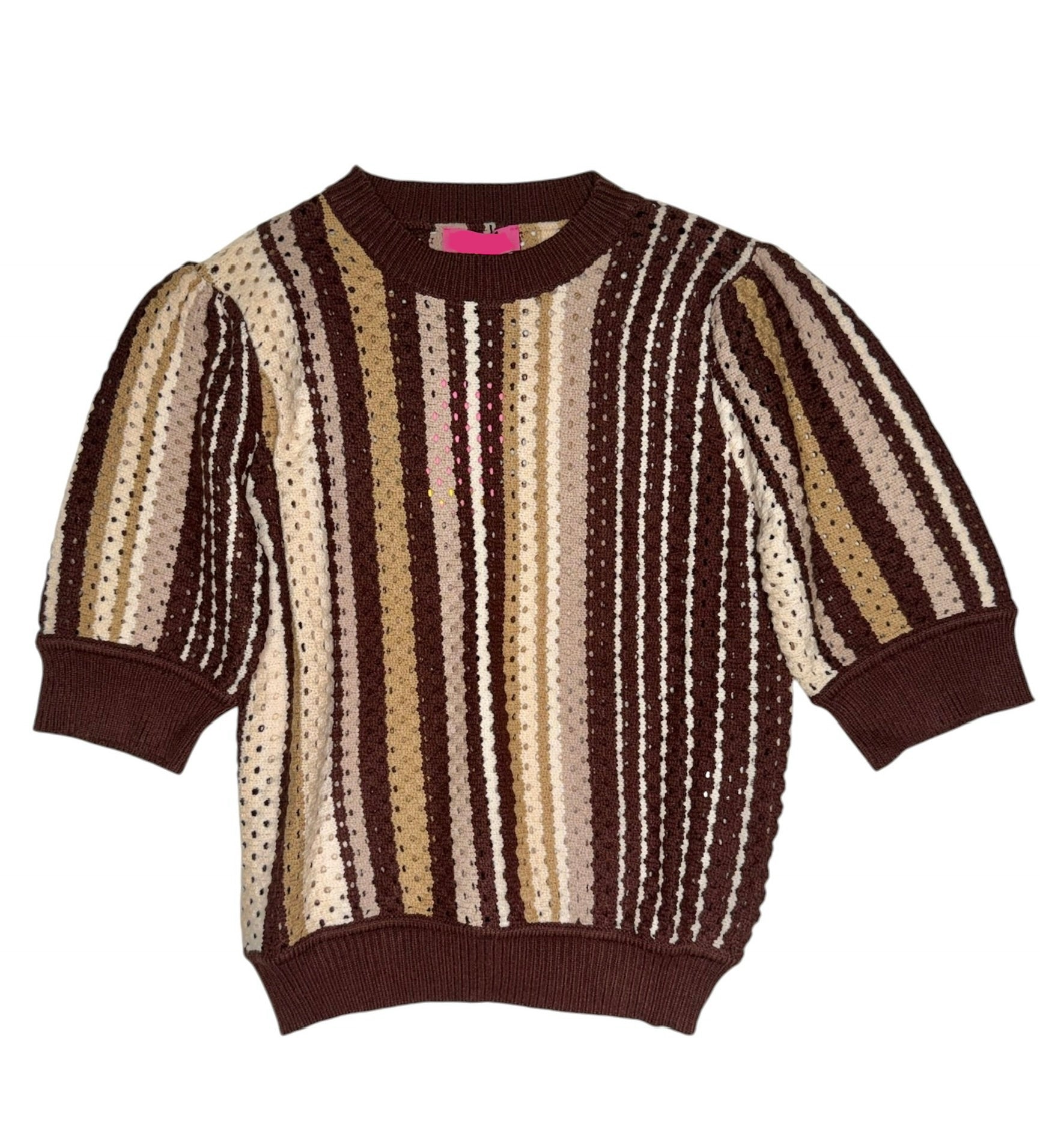 Stripe Knit Top Brown