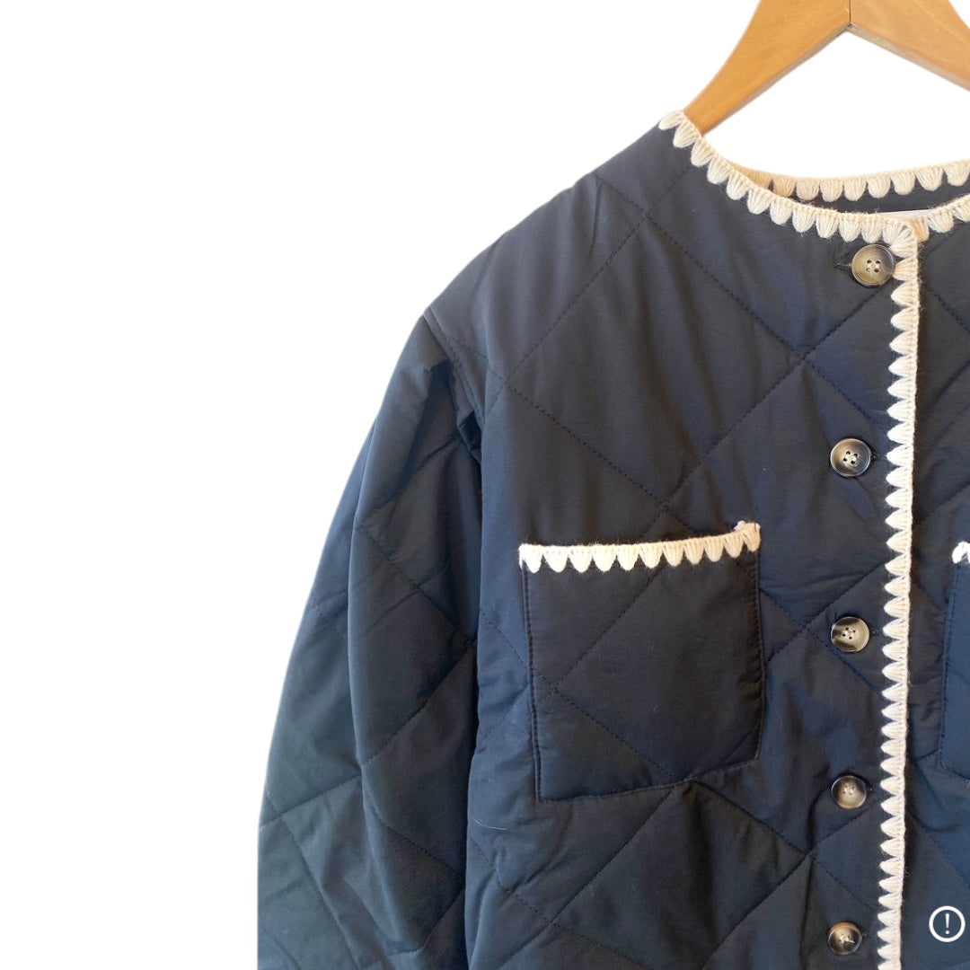 Brooklyn Whipstitch Quilted Jacket Black