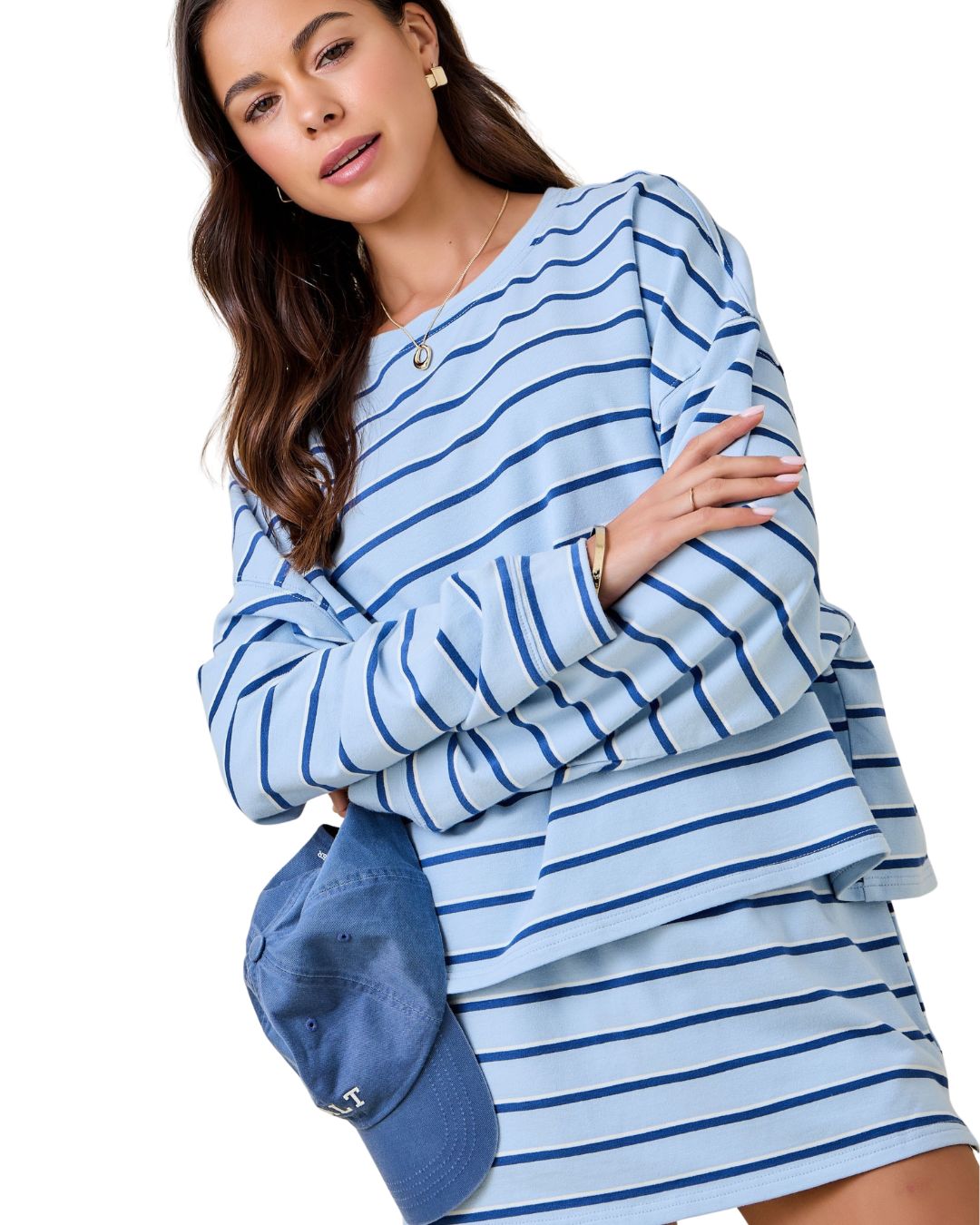 Ottilie Top Baby Blue/Navy