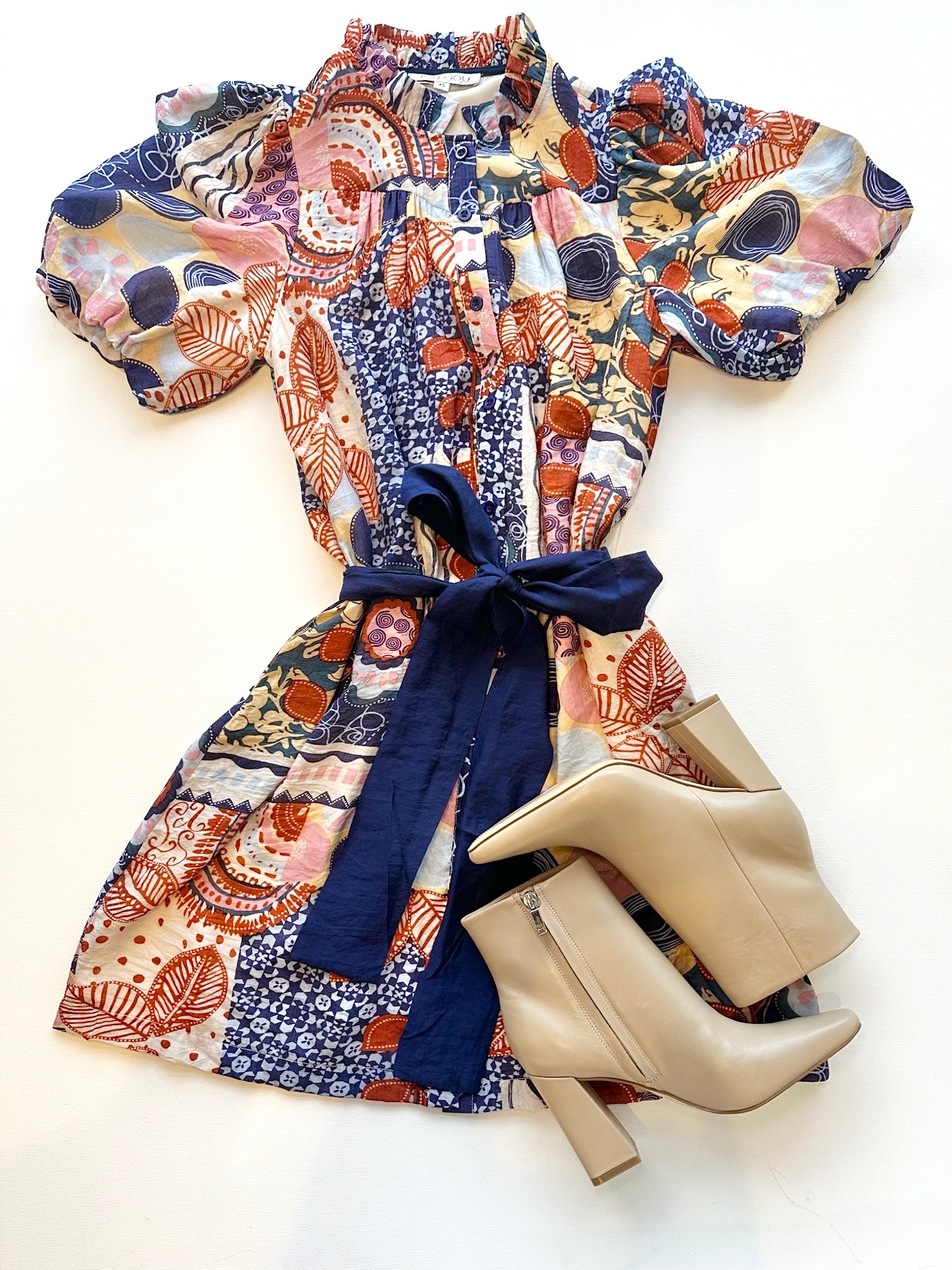 Dessa Puff Slv Dress Multi