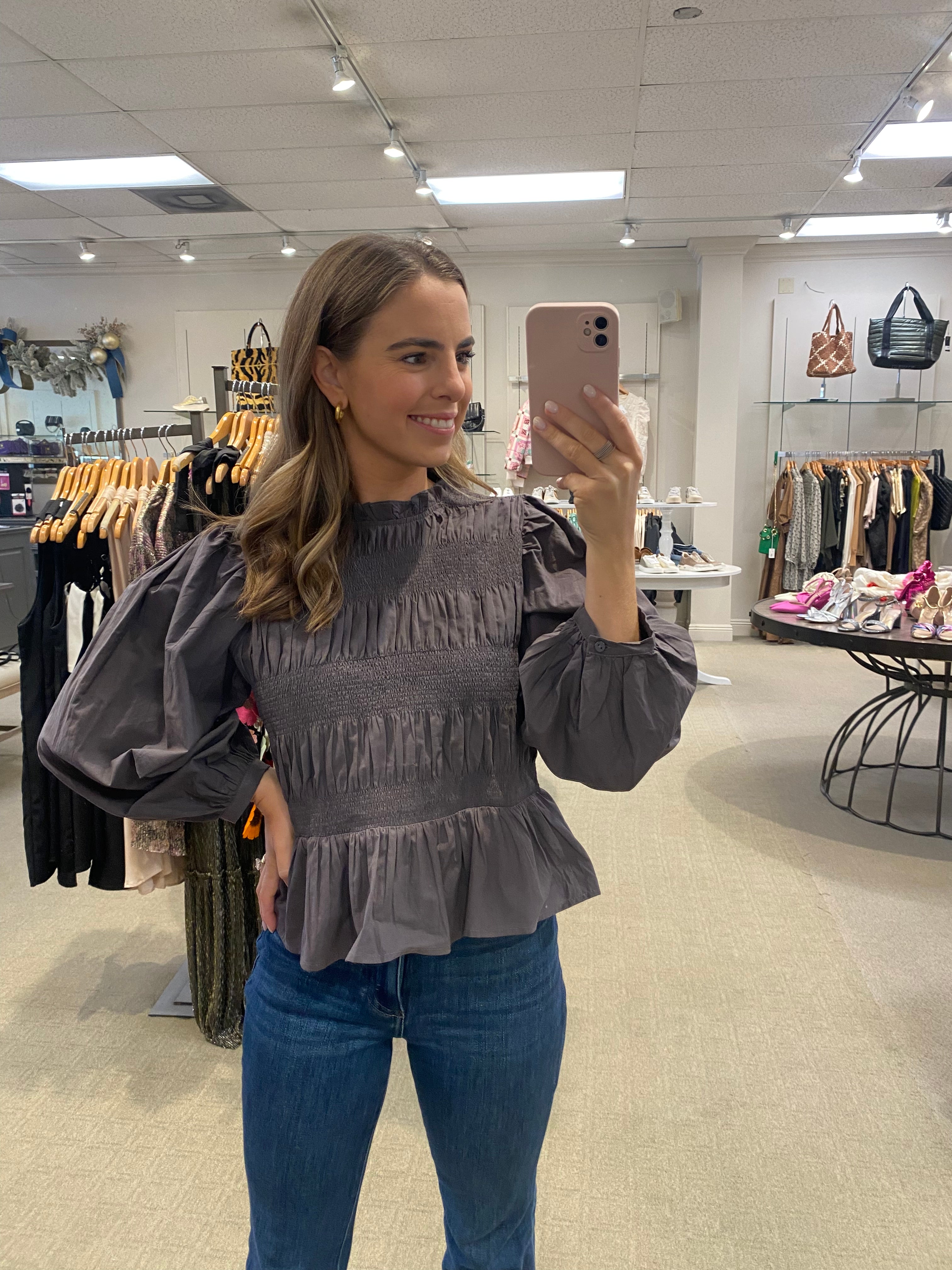 Ruffle Mock Neck Top