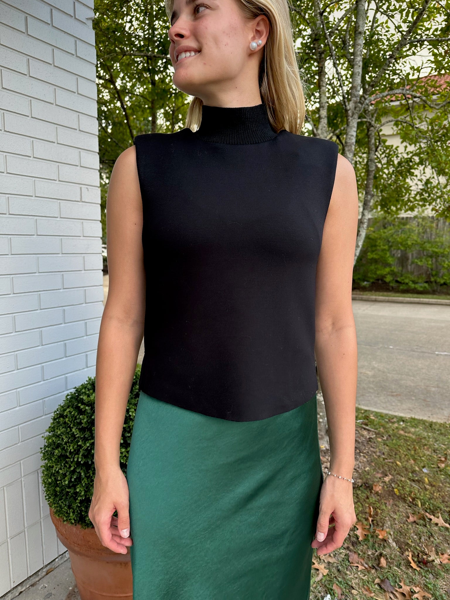 Melinda Scuba TNeck Top Black