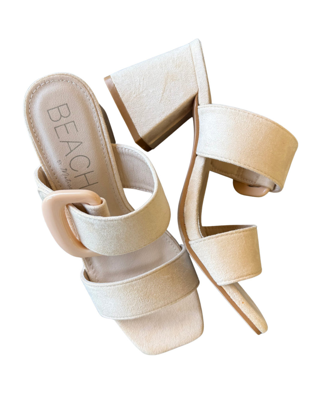 Two Strap Buckle Heel Natural