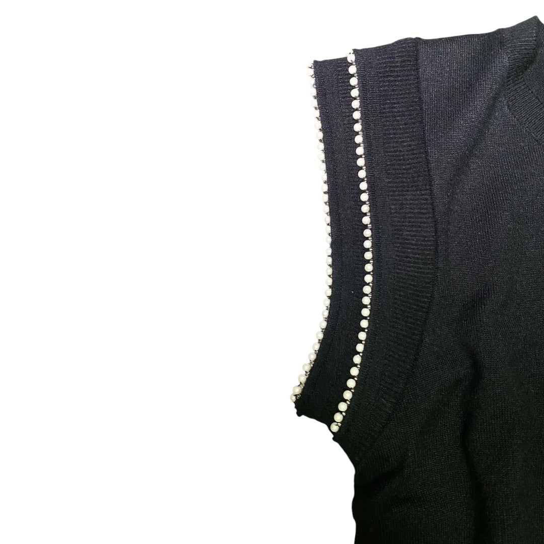 Lynn Pearl Trim Sweater Dress Black