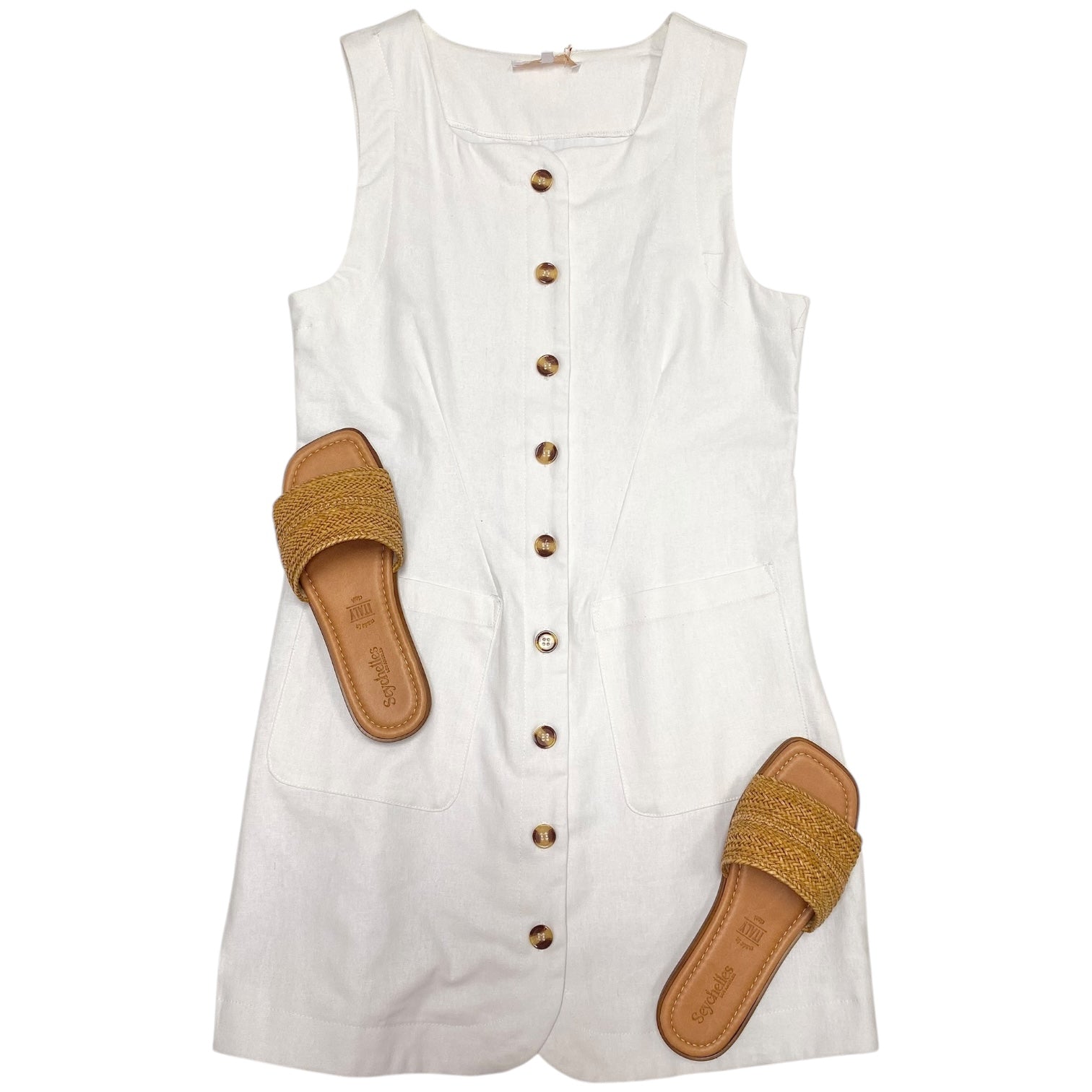 Tinley Button Dress White