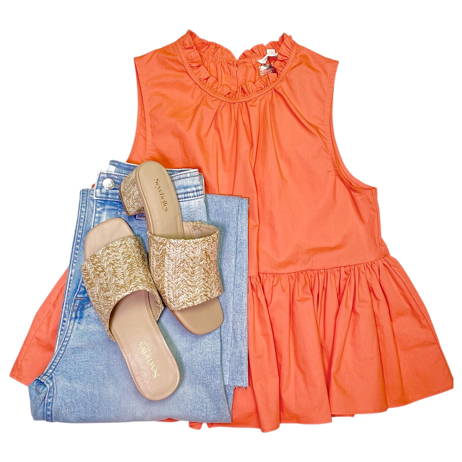 Rebel Poplin Top Coral