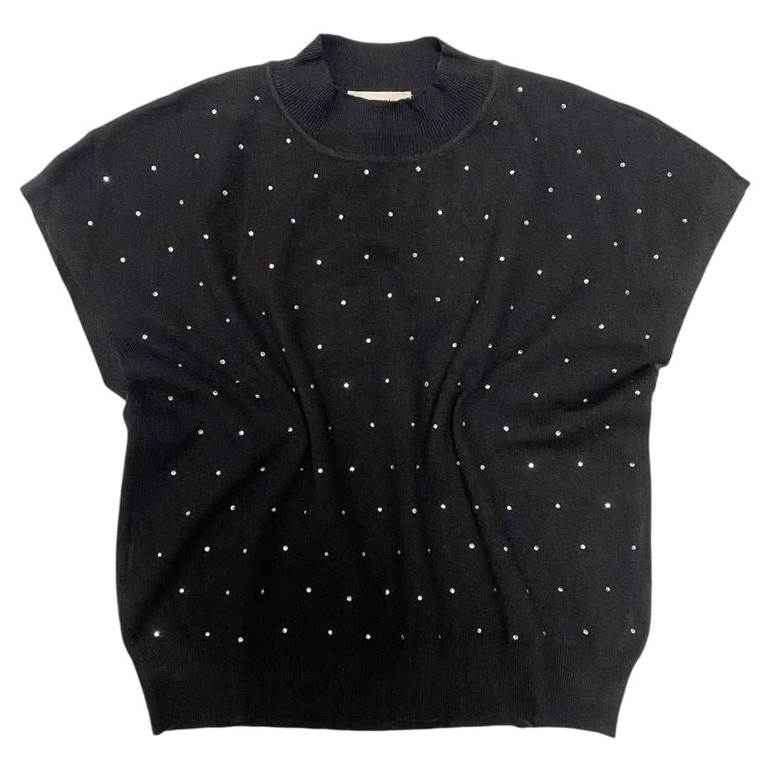 Stormi Rhinestone Mock Neck Sweater Black