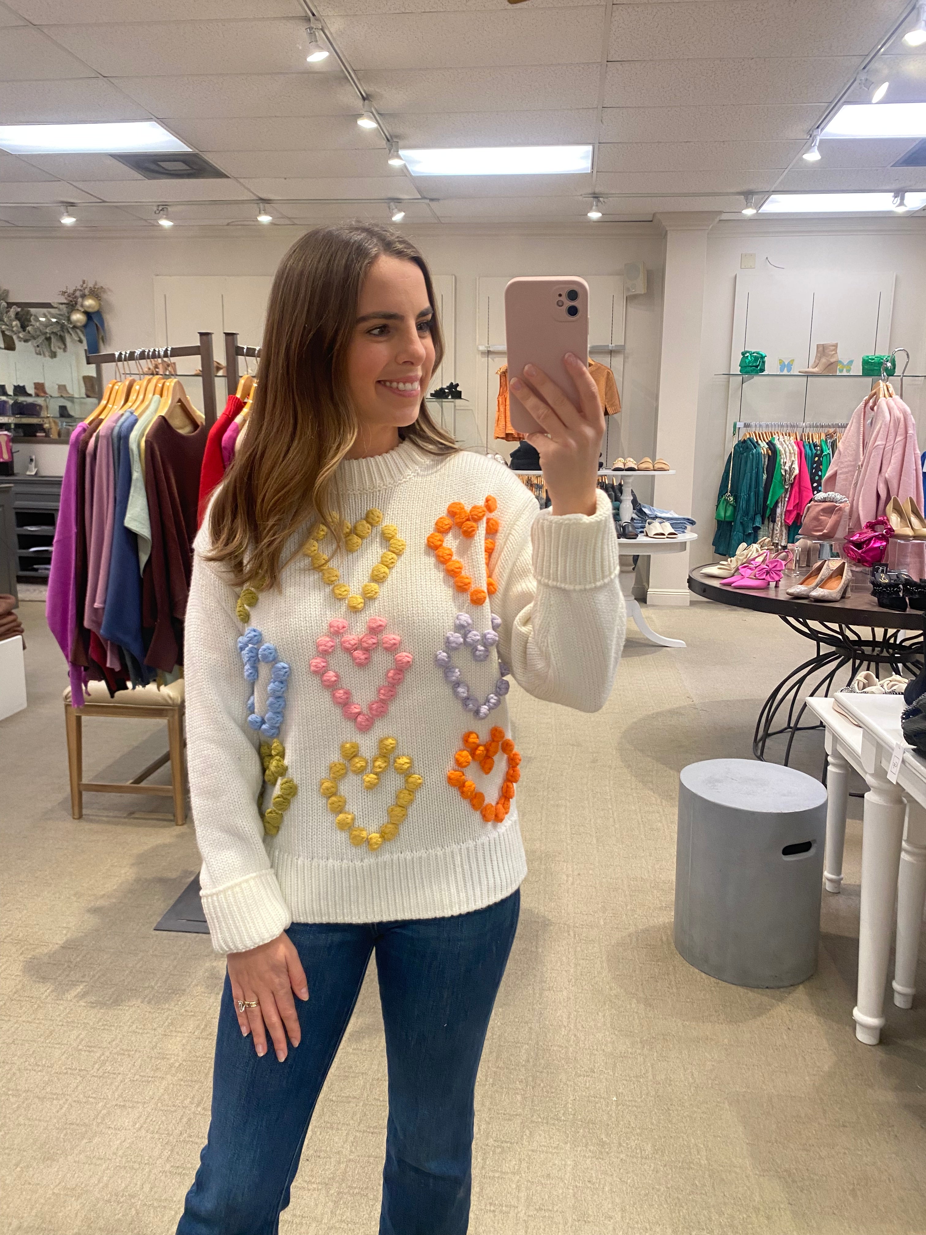 Heart Pom Sweater