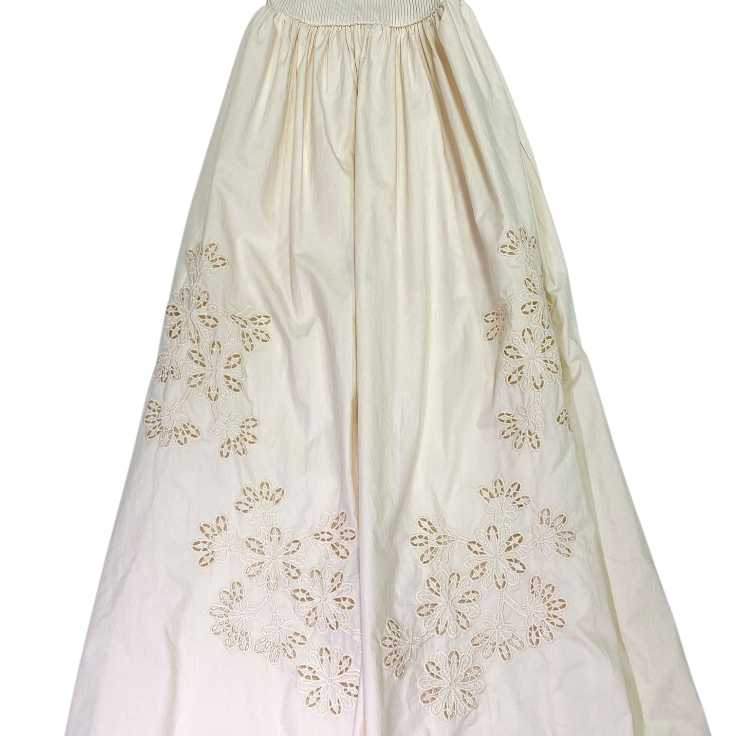 Sweater Top Eyelet Detail Midi Dress Cream