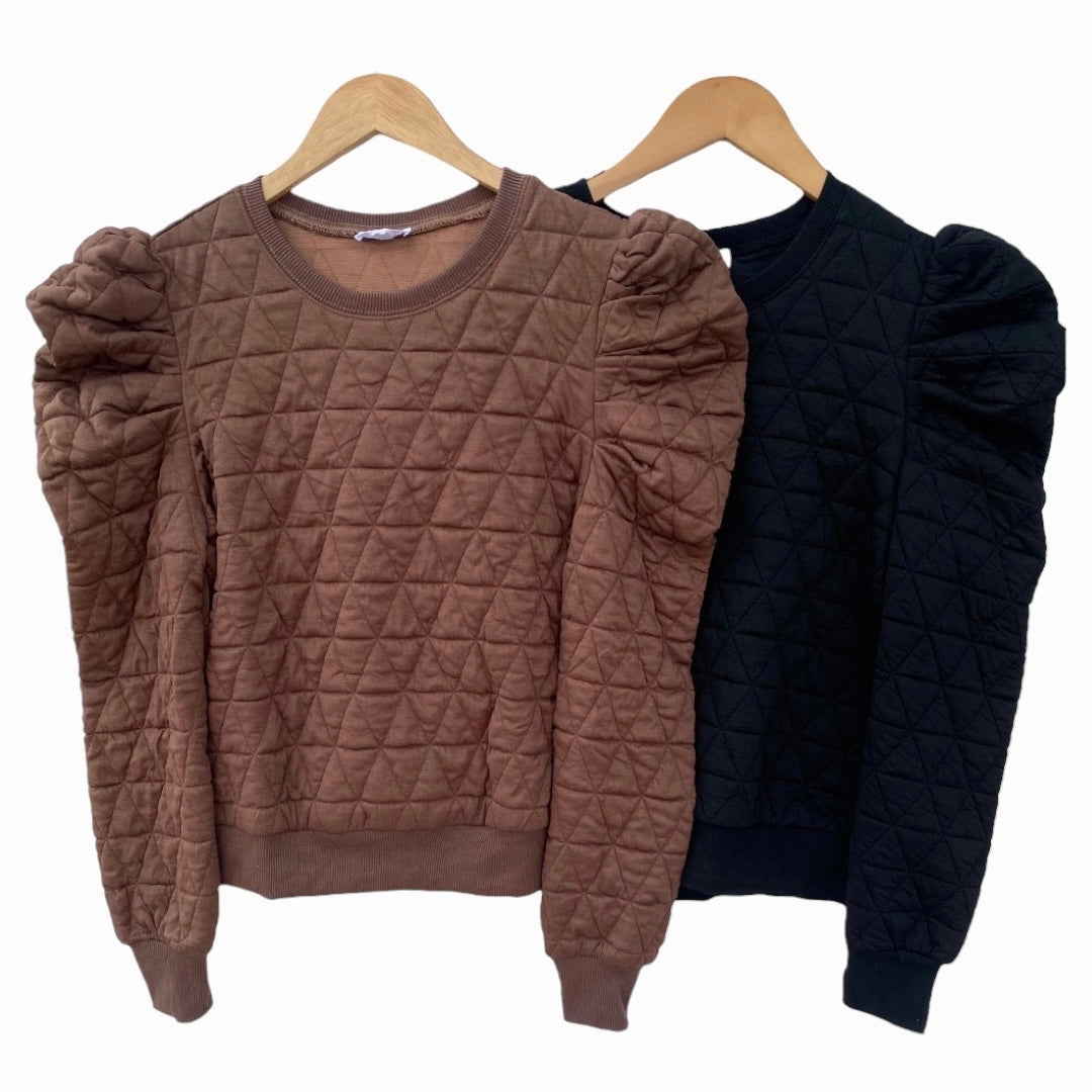 Quilted Sweatshirt Brown