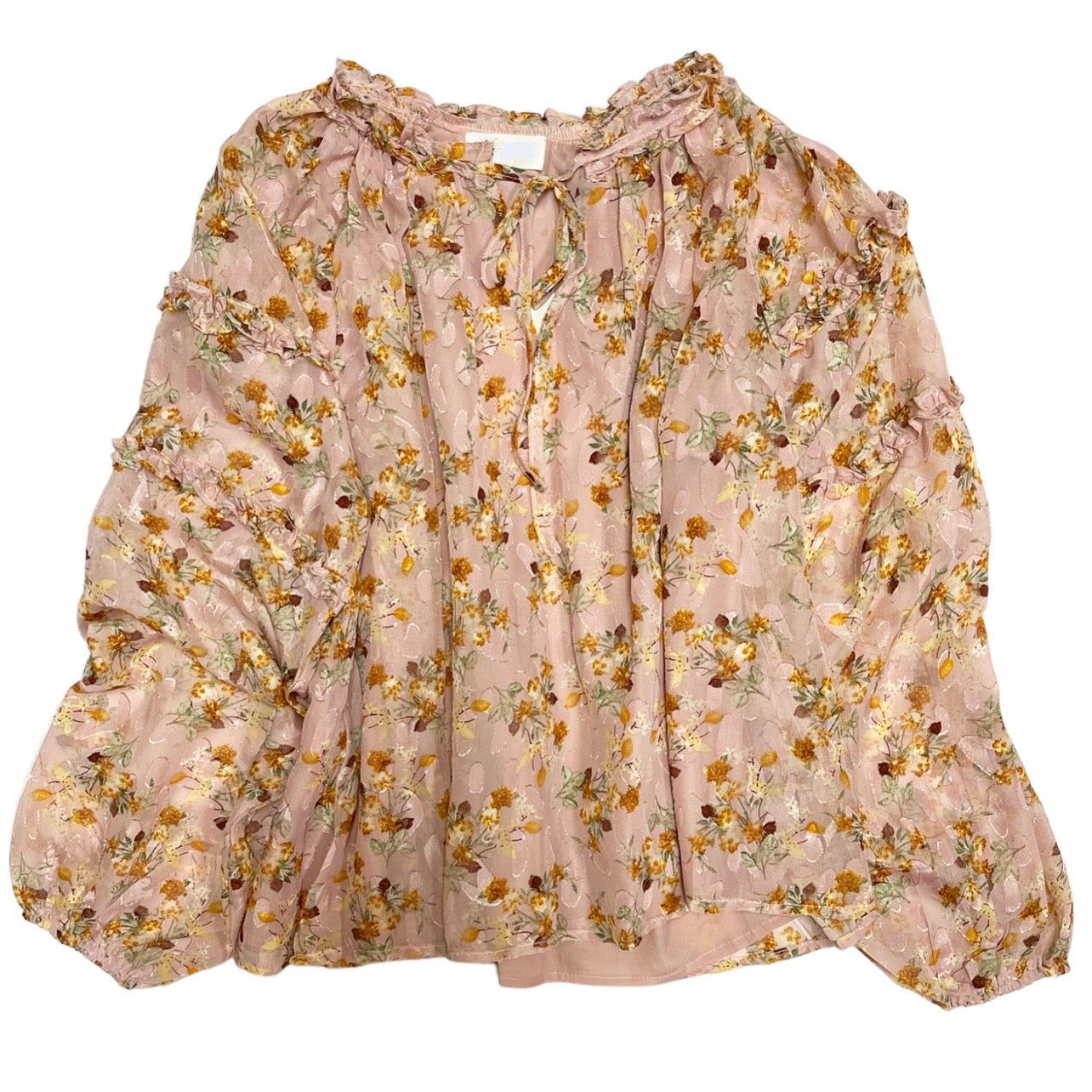 Floral Ruffle Neck Top