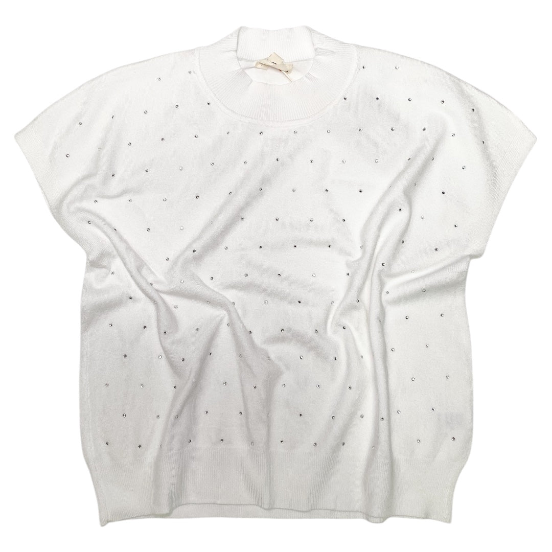 Stormi Rhinestone Mock Neck Sweater Off White