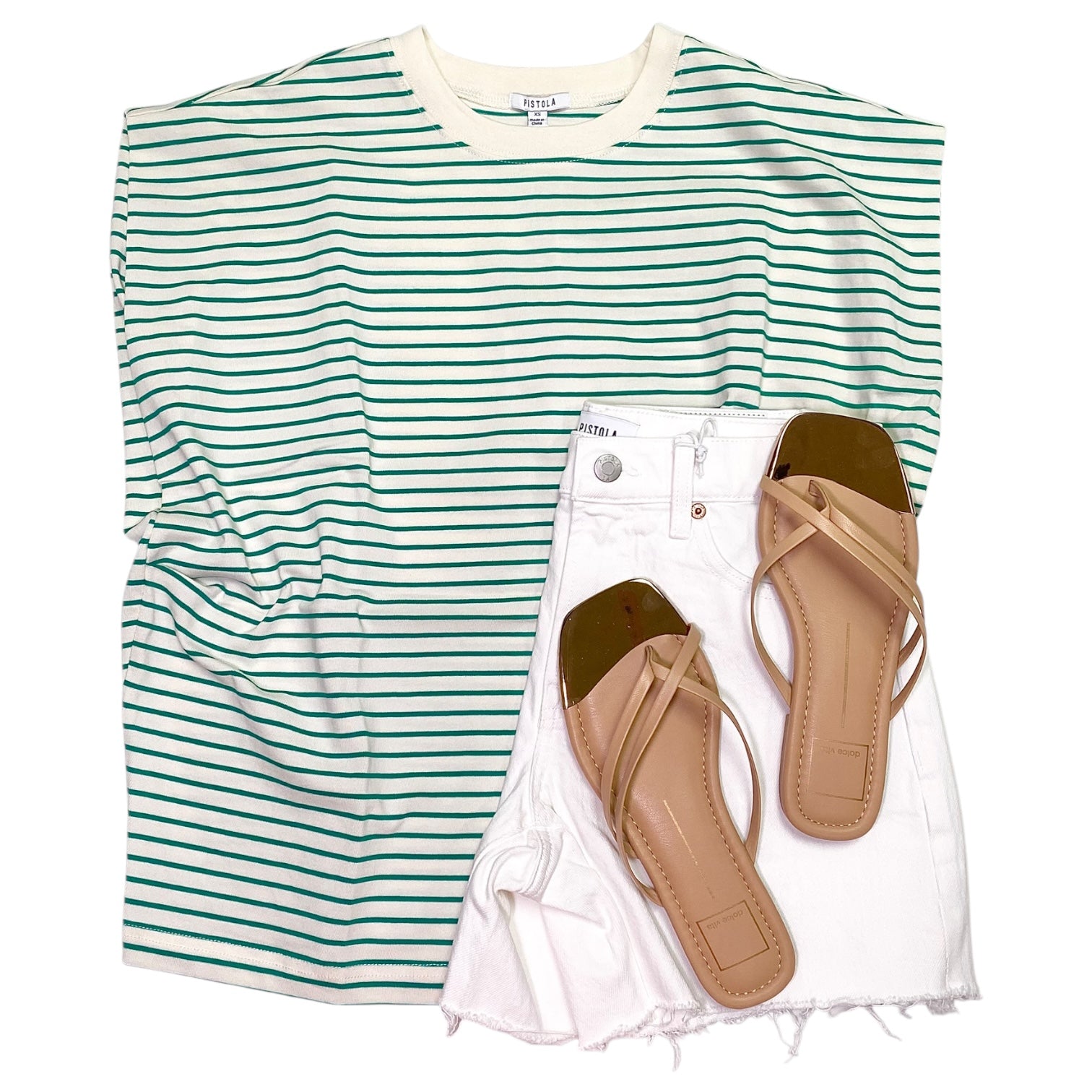Trina Muscle Tee Green Stripe