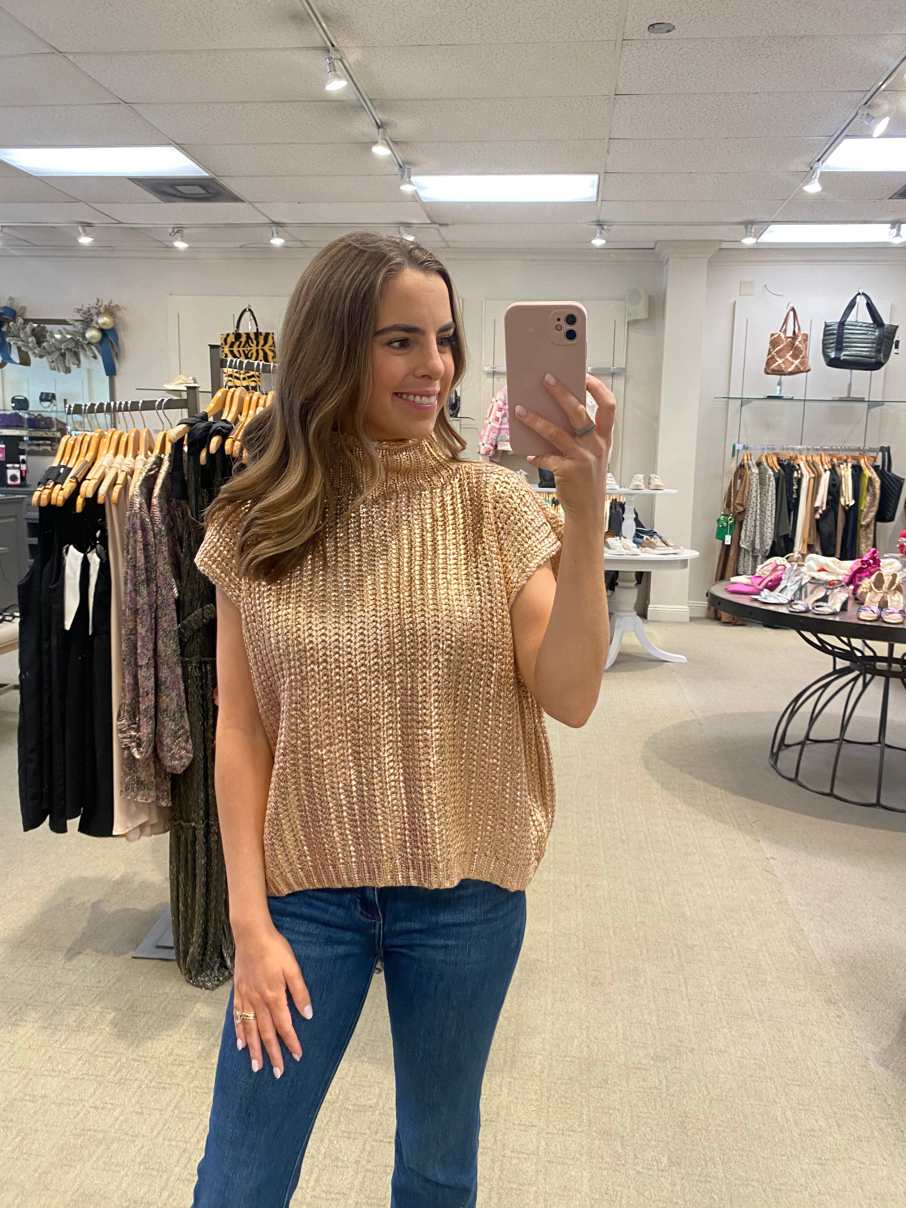 Metallic Sweater Gold