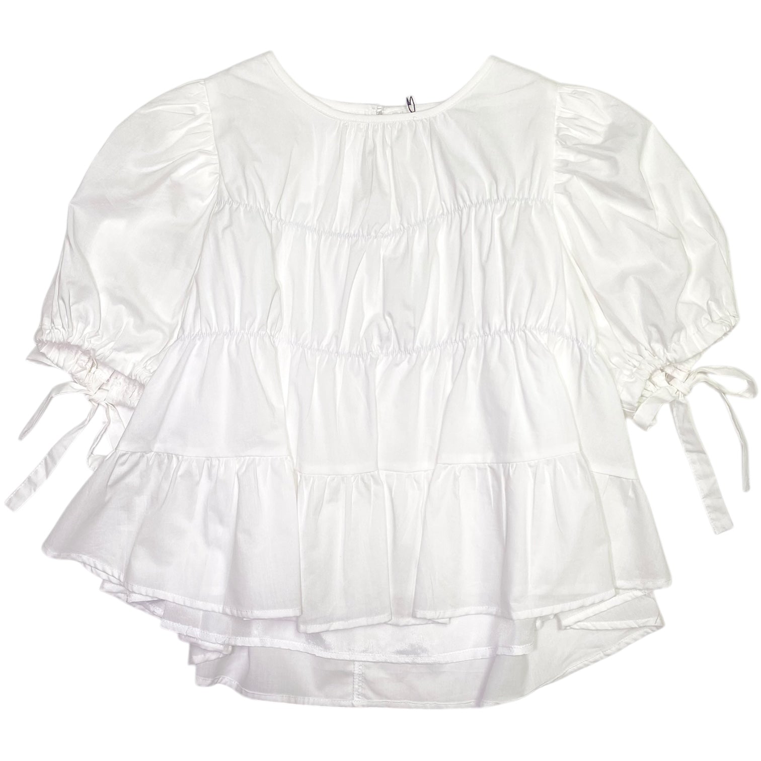 Tiered Short Slv Top Off White