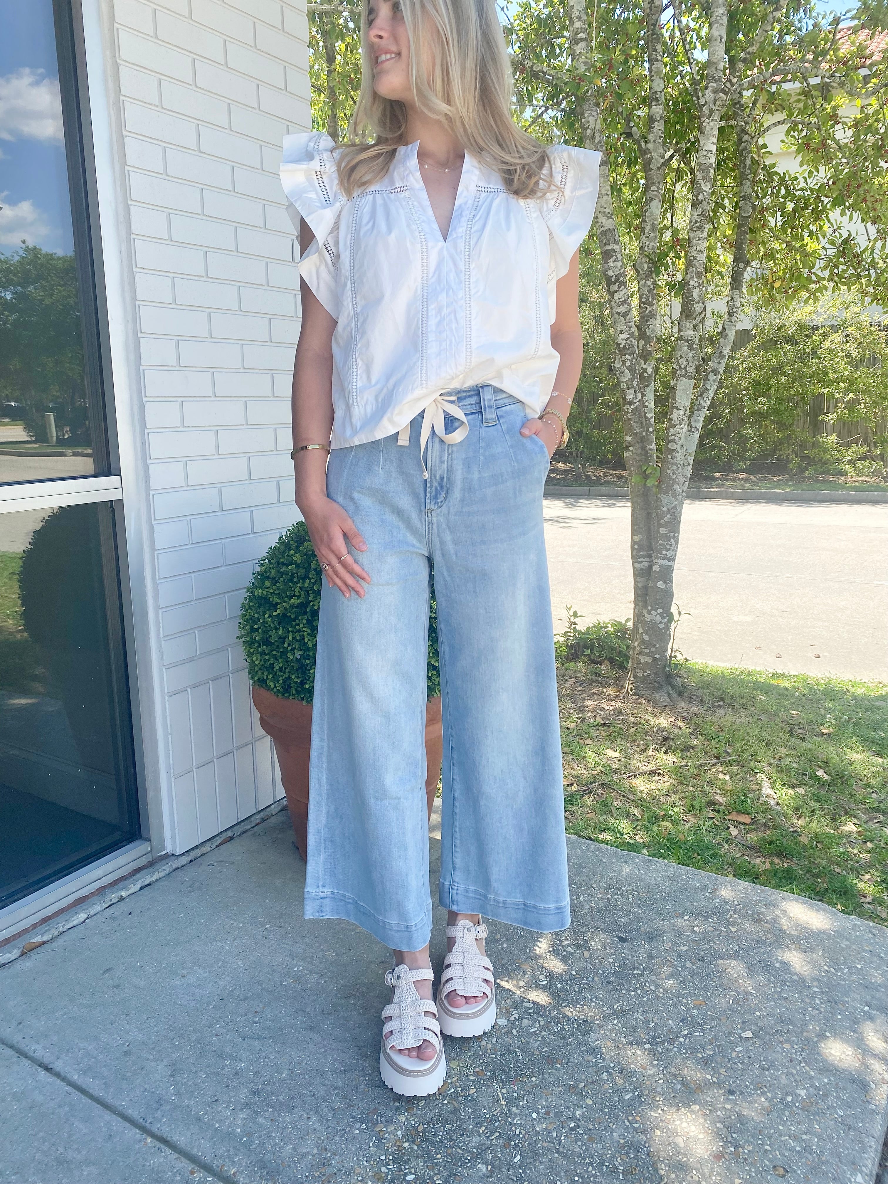 Tilly Tie Front Denim Pants