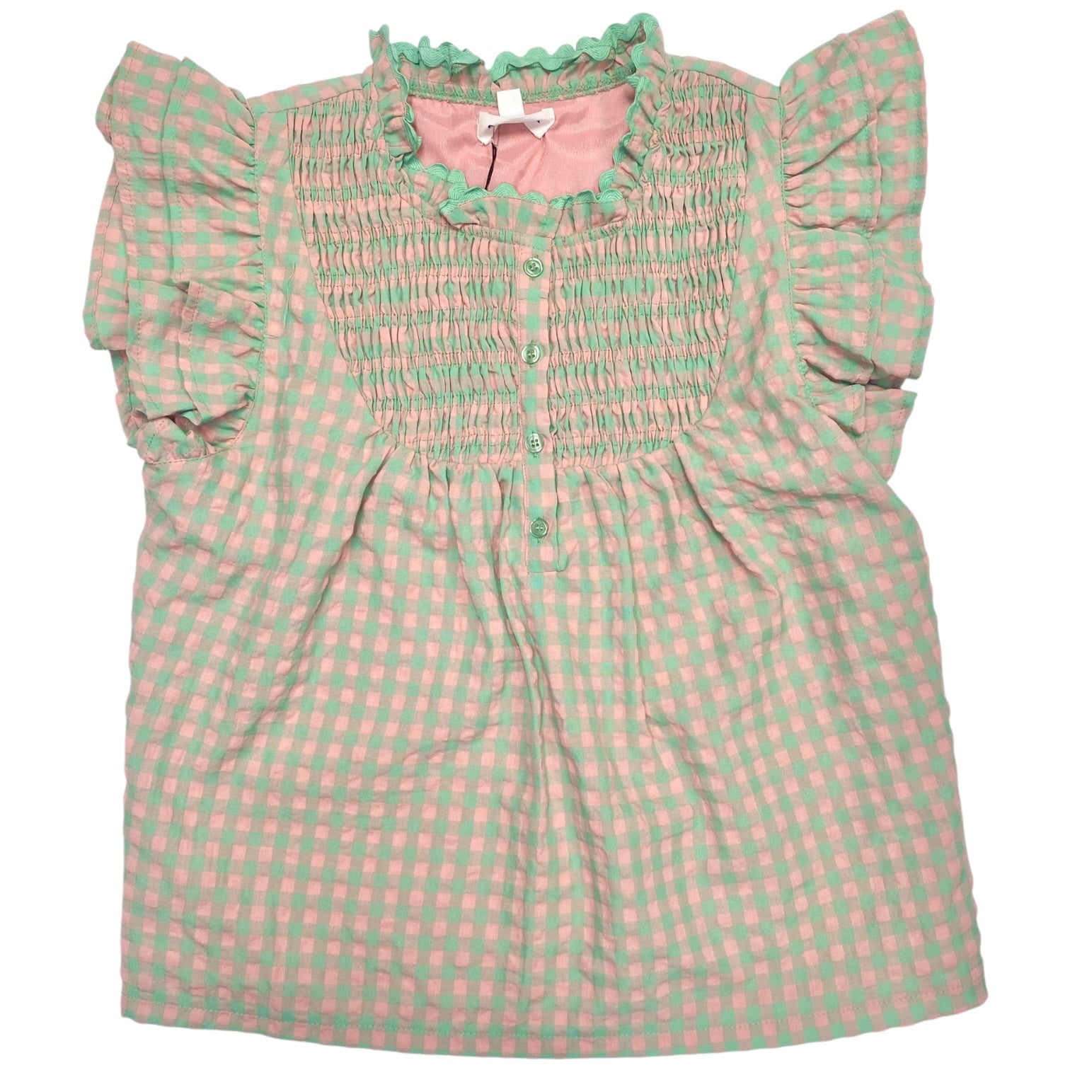 Adora Gingham Top Green/Coral