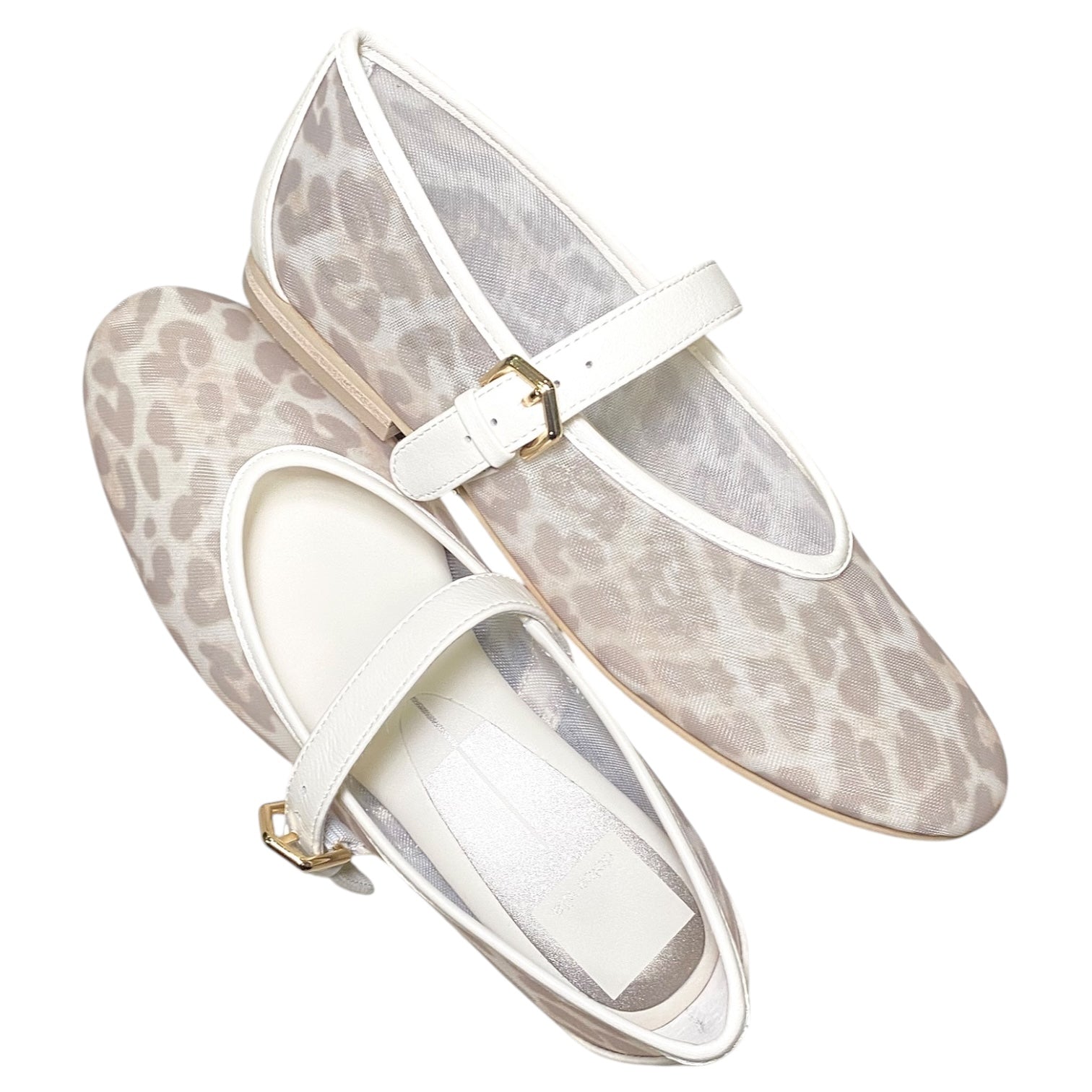Mesh Ballet Flat White Leopard