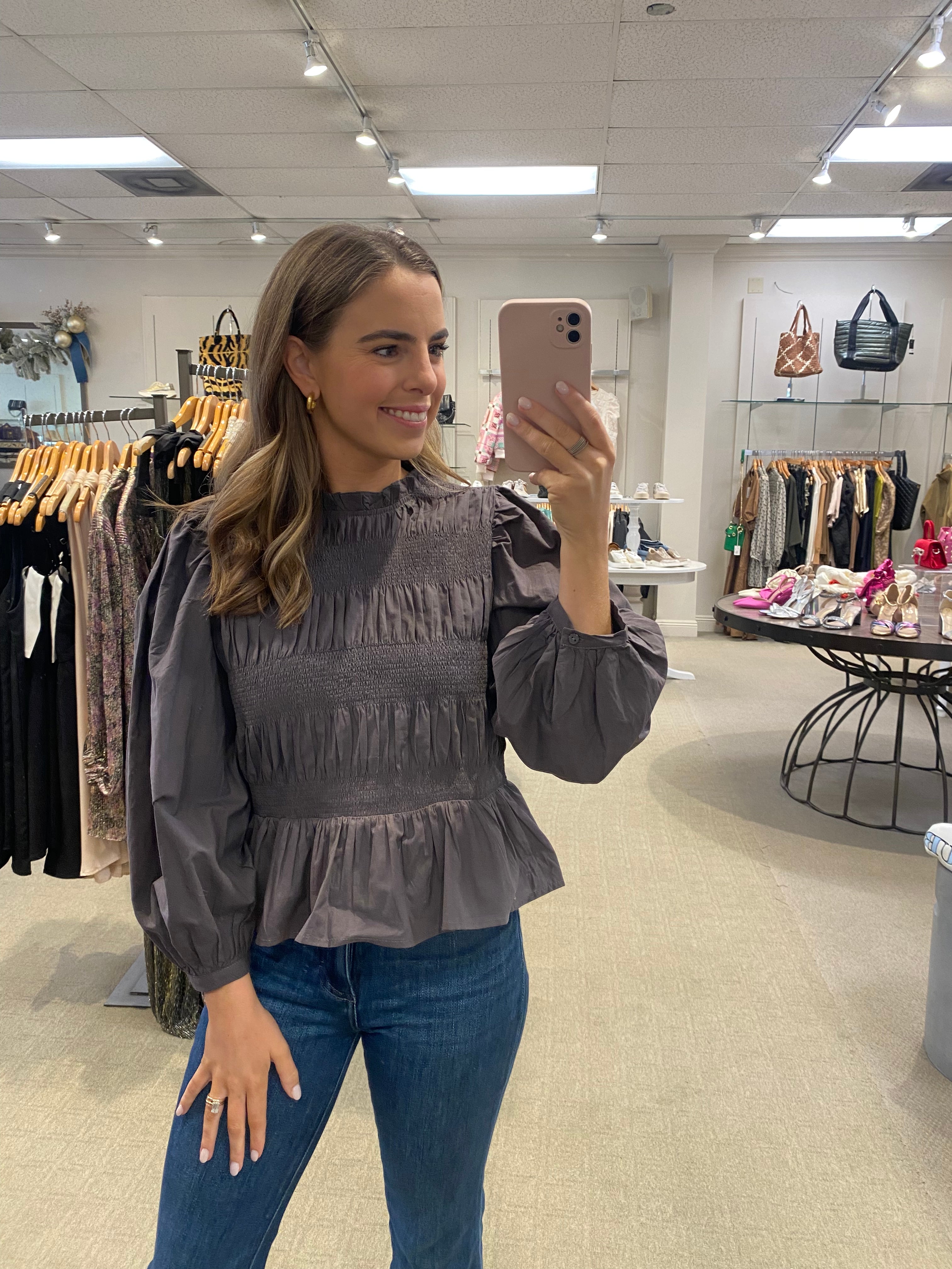 Ruffle Mock Neck Top