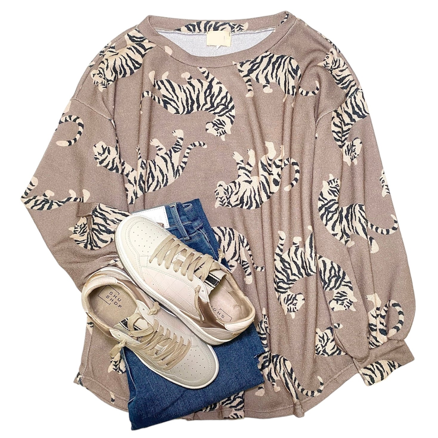 Tiger Sweater Top Mocha