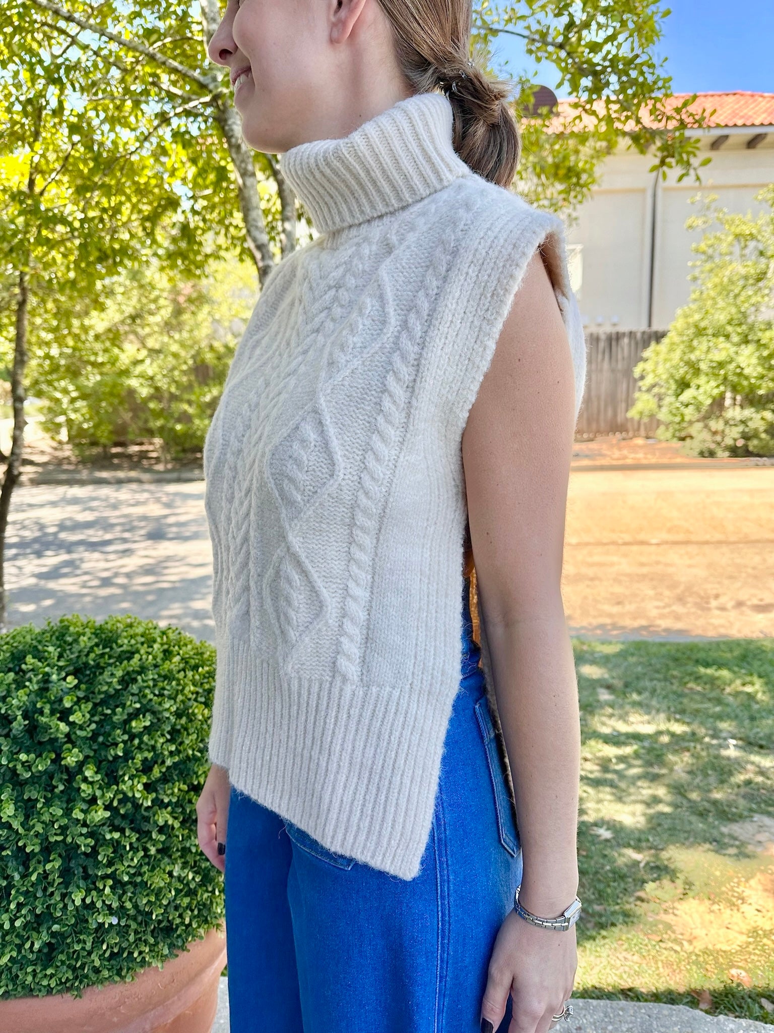 Randi Side Slit Sweater Ivory