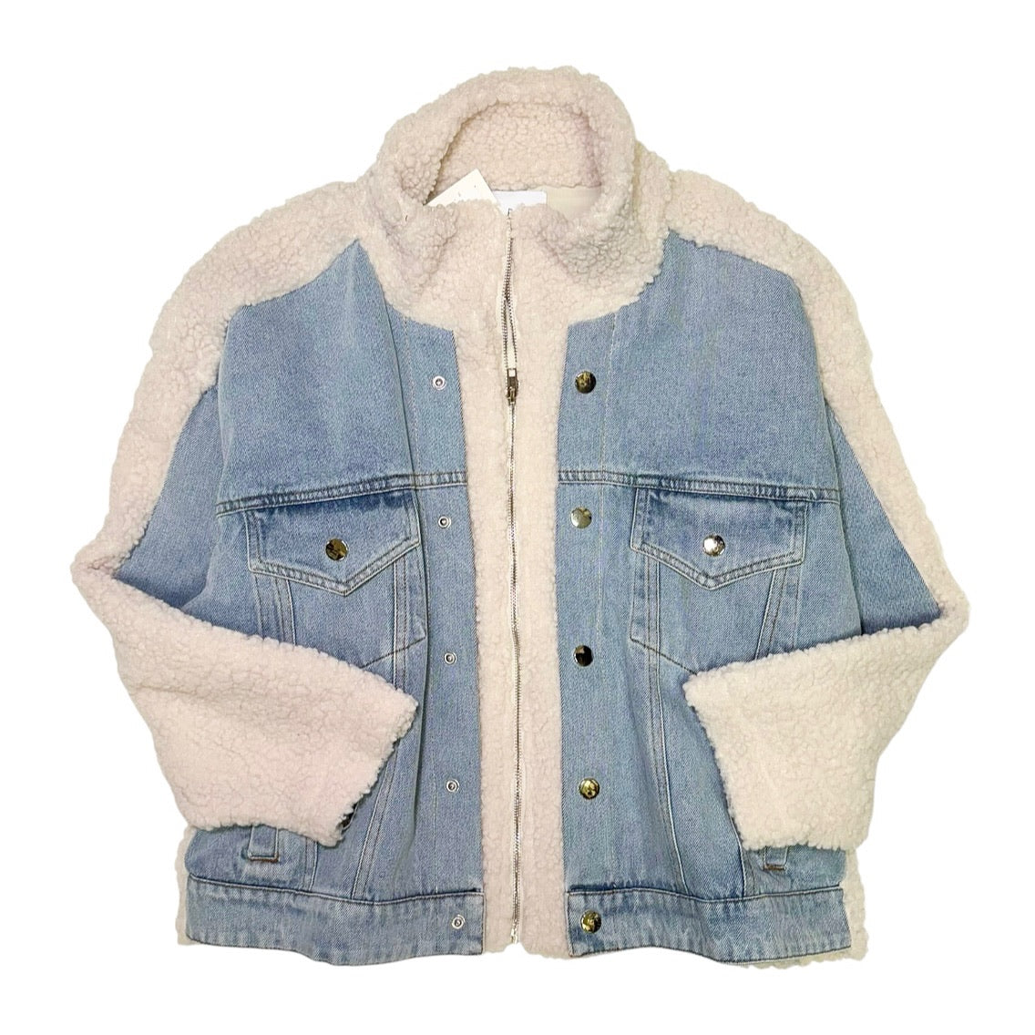 Mickie Fleece and Denim Combo Jacket