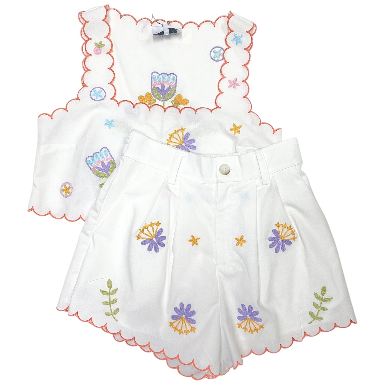 Embroidered Scallop Set Off White