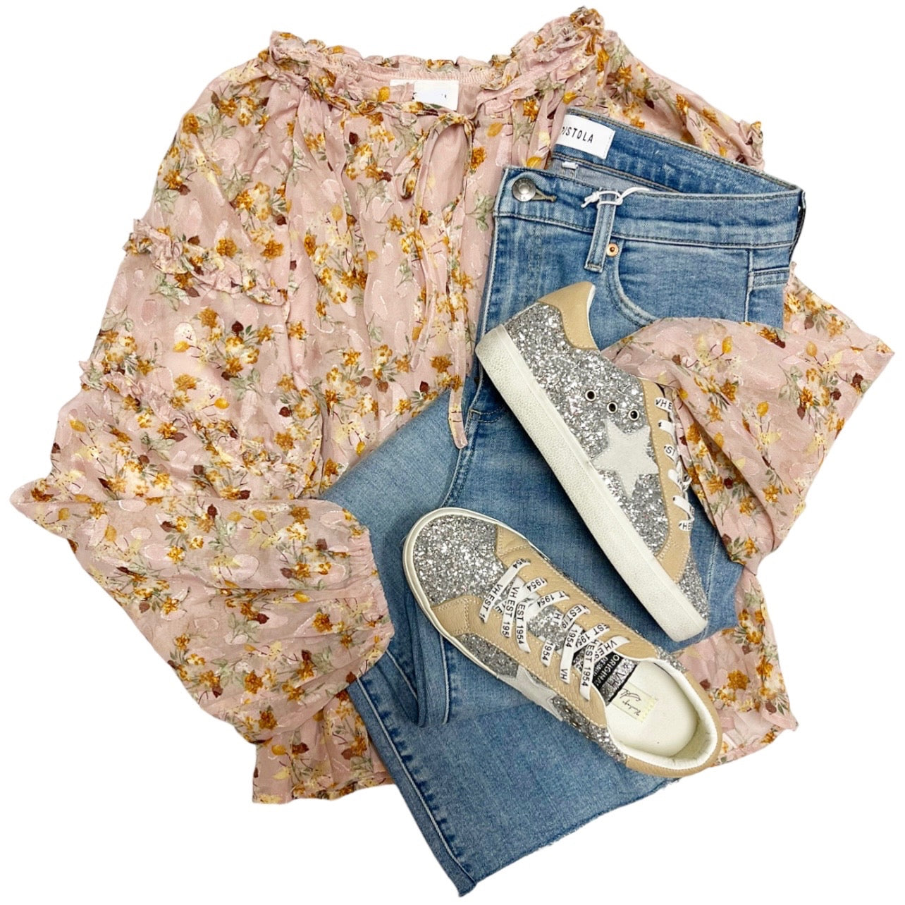 Floral Ruffle Neck Top