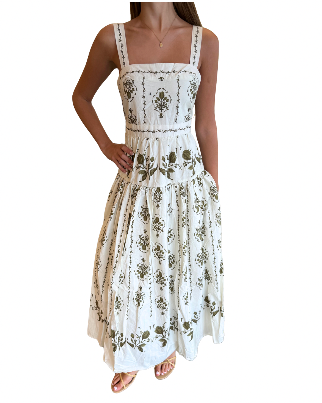 Katherine Midi Dress Beige Multi