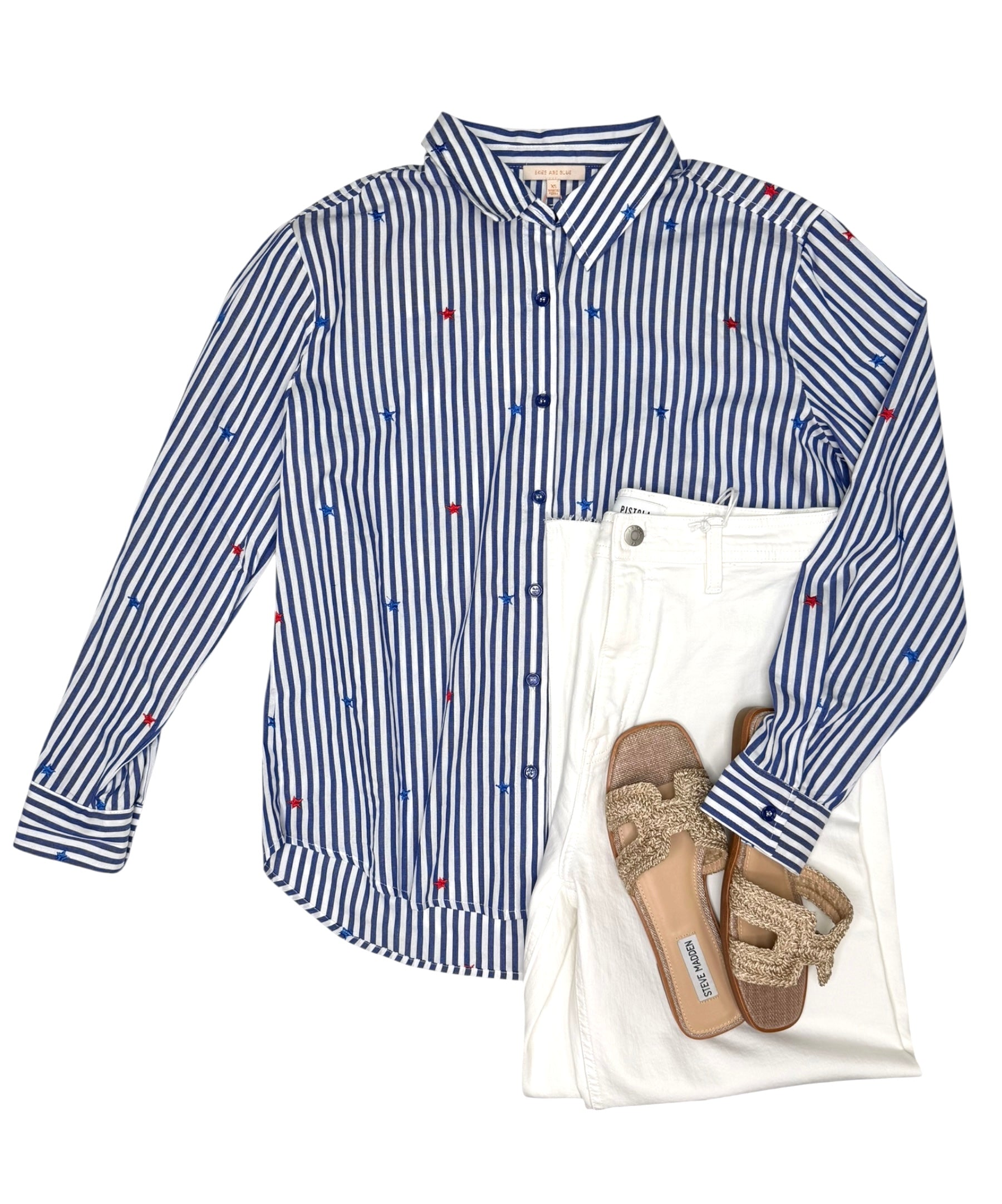 Casey Top Blue-White