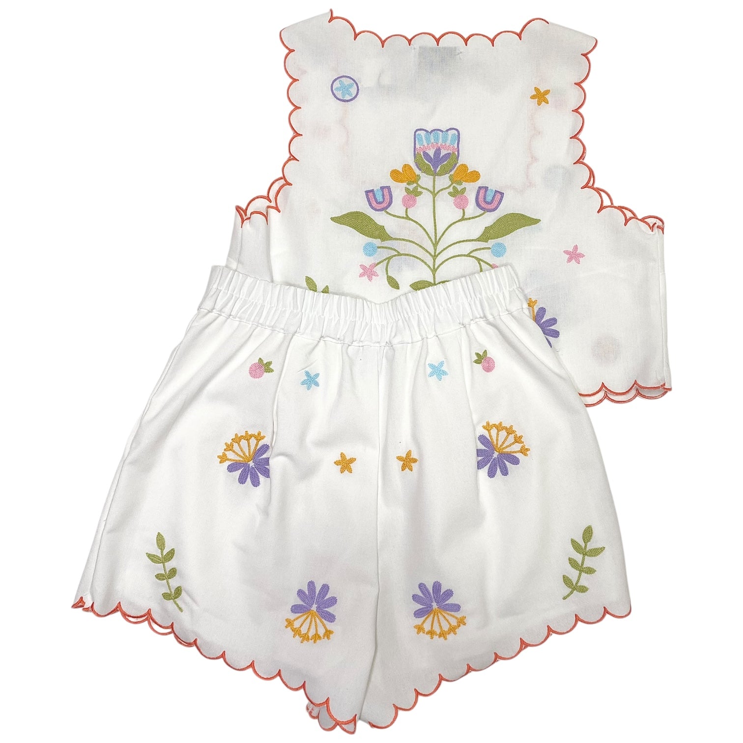 Embroidered Scallop Set Off White