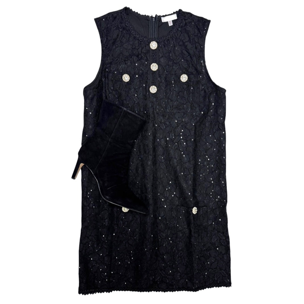 Gabor Lace Dress W Flower Buttons Black