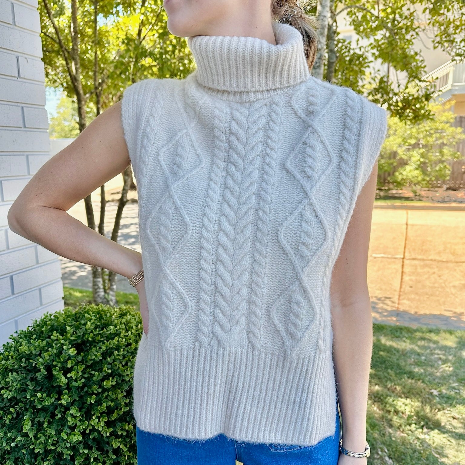 Randi Side Slit Sweater Ivory