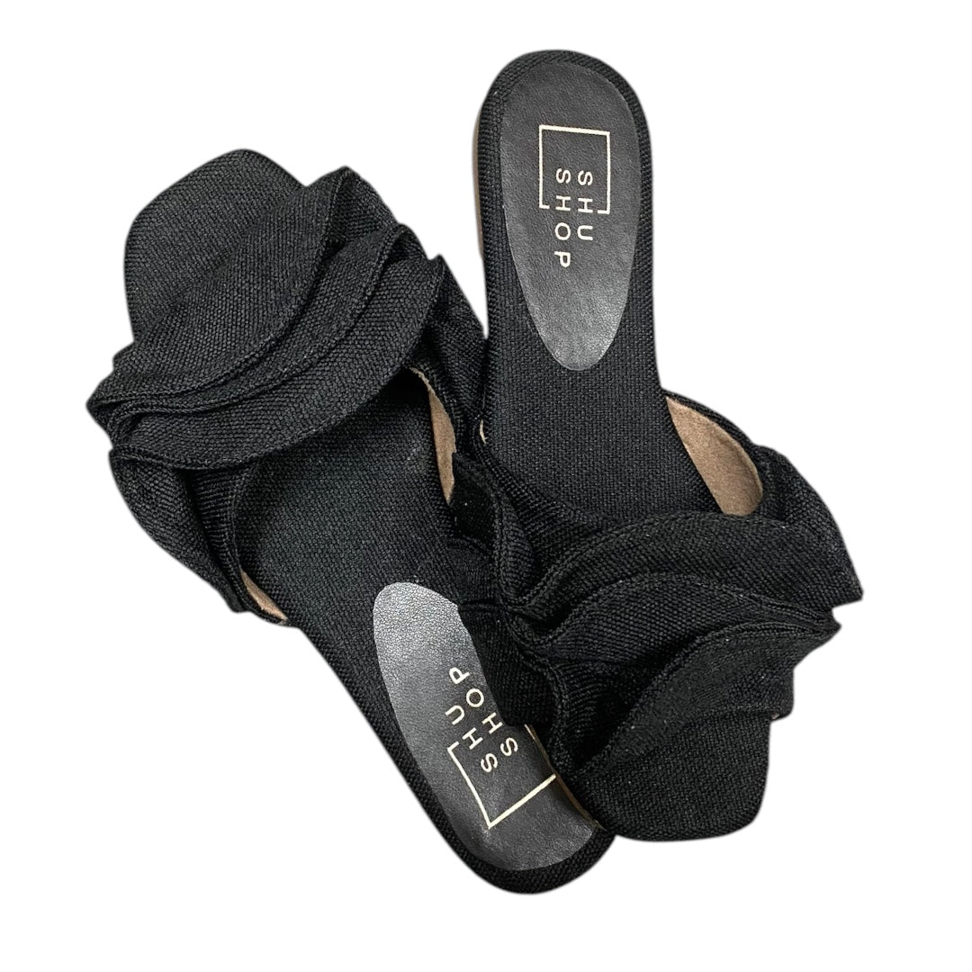 Ruffle Sandal Black
