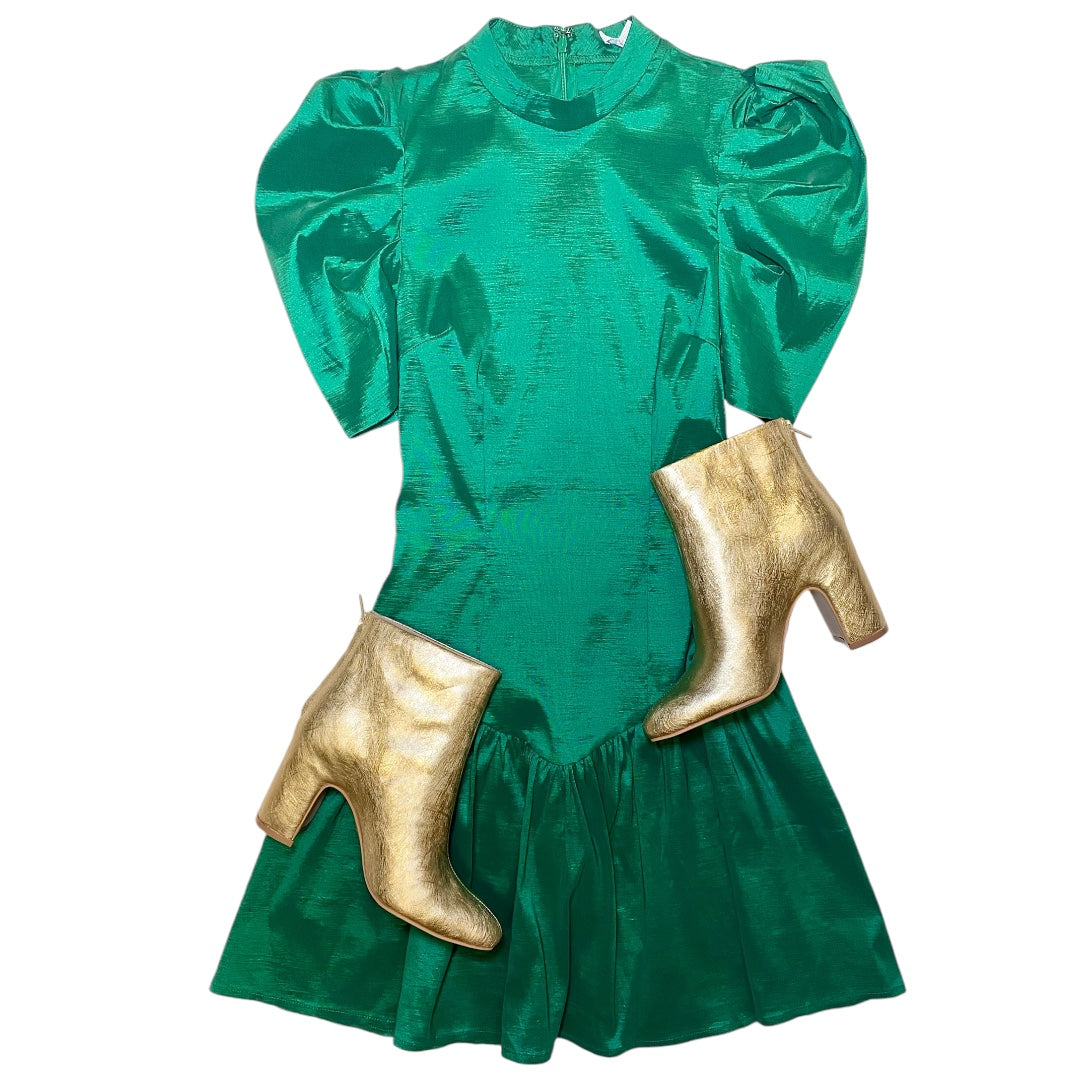 Peony Ruffle Dress Emerald
