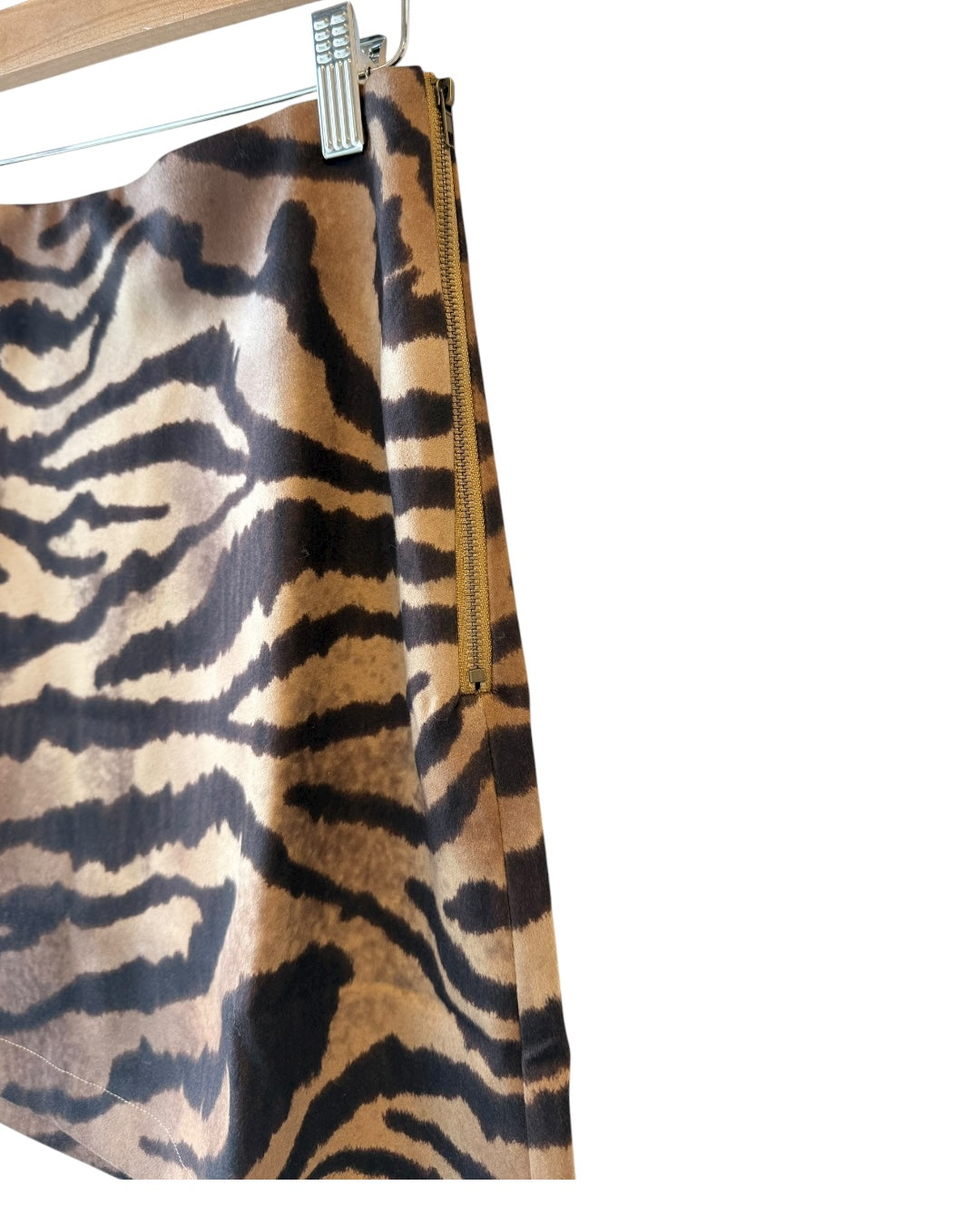 Animal Print Suede Mini Skirt Black/Gold