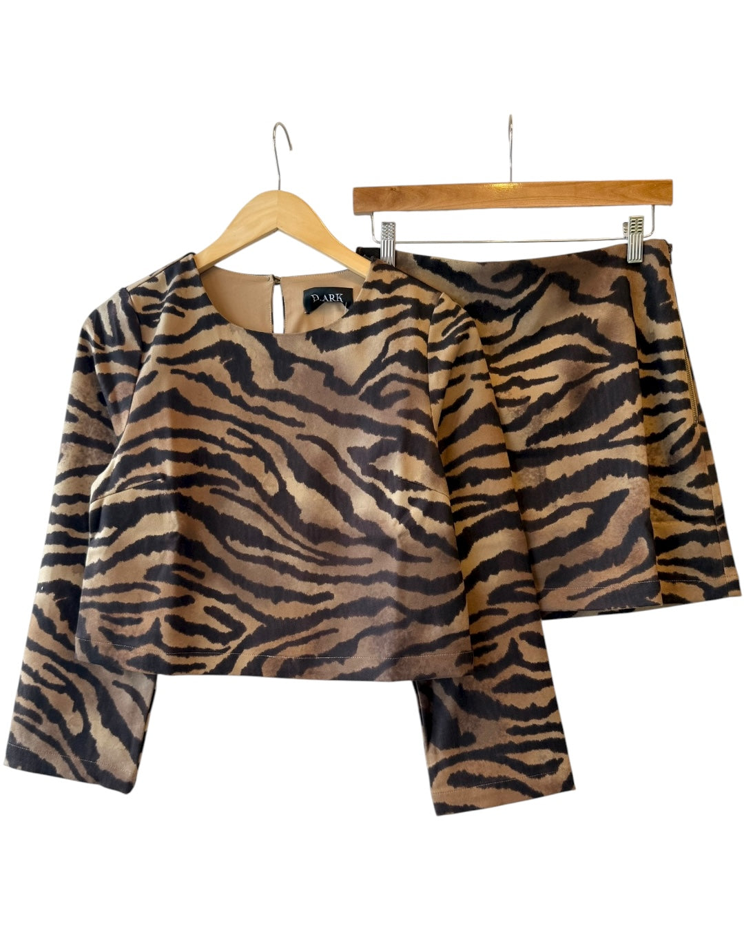Animal Print Suede Crop Top Black/Gold