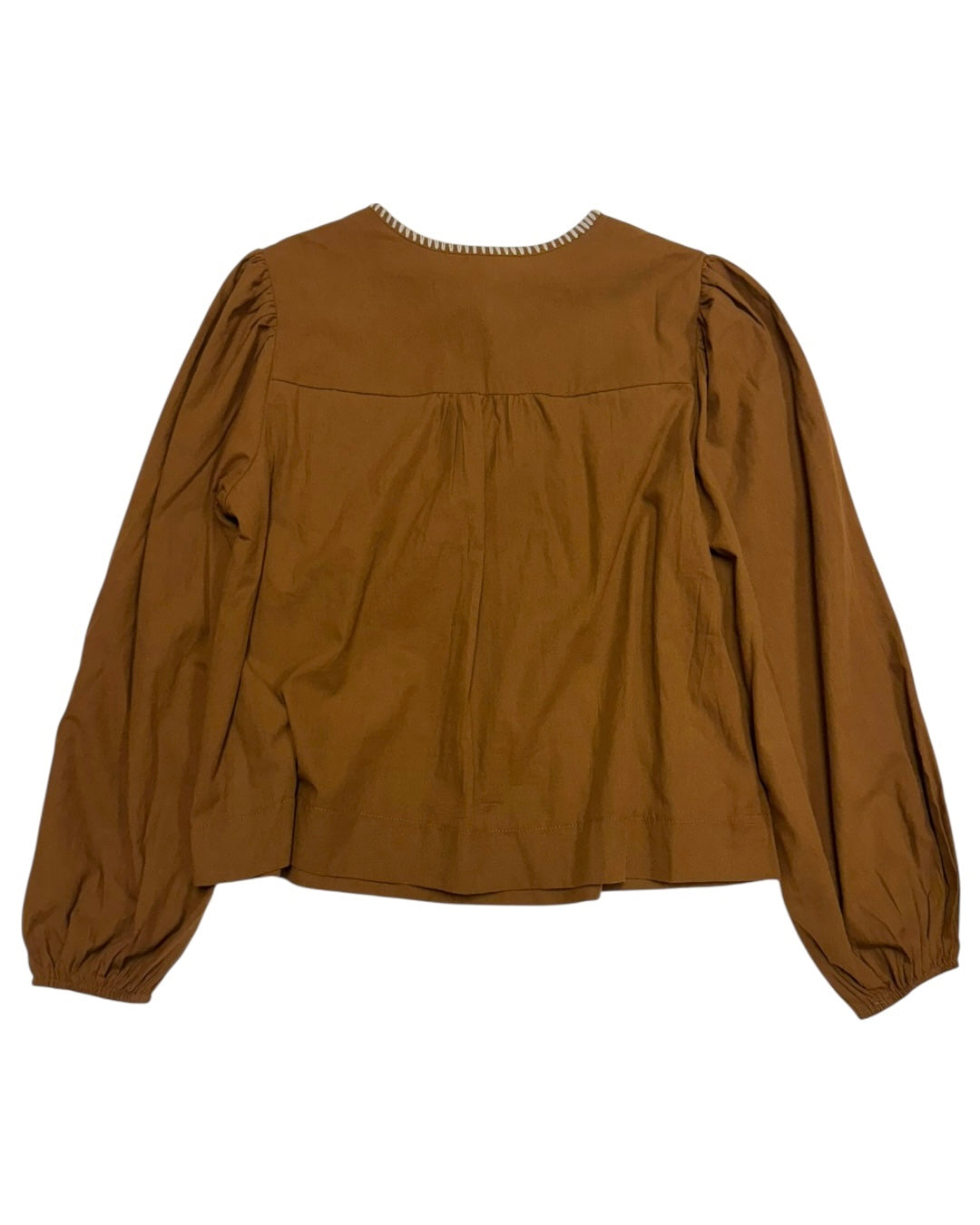 Stitch Tie Front Blouse Brown