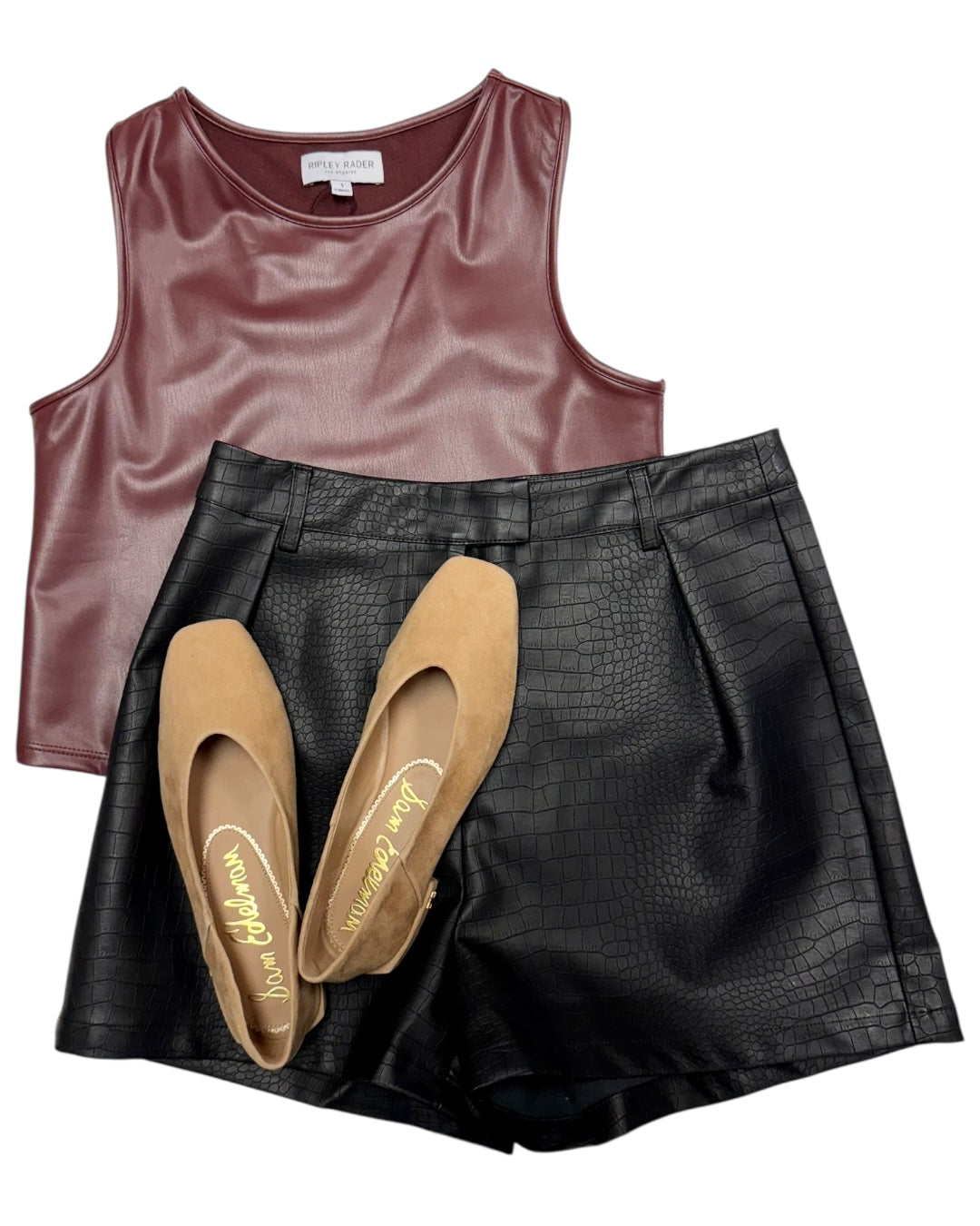 Vegan Leather Tank Top Oxblood