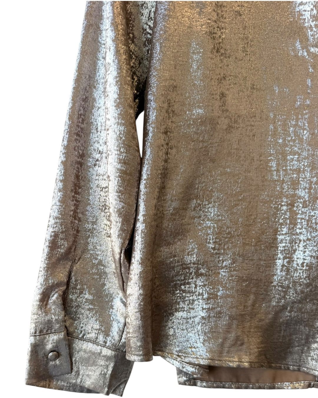 Metallic Long Sleeve Top Liquid Metallic