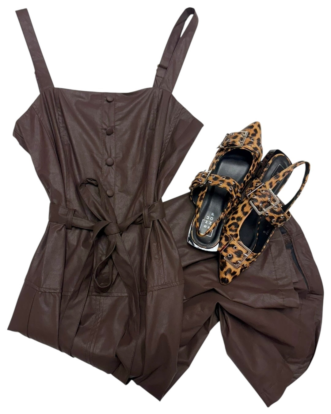Brown Suede Mary Jane with Buckle & Studs Brown