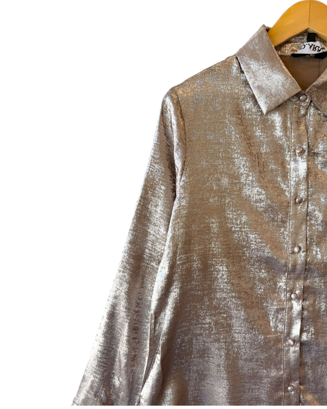 Metallic Long Sleeve Top Liquid Metallic