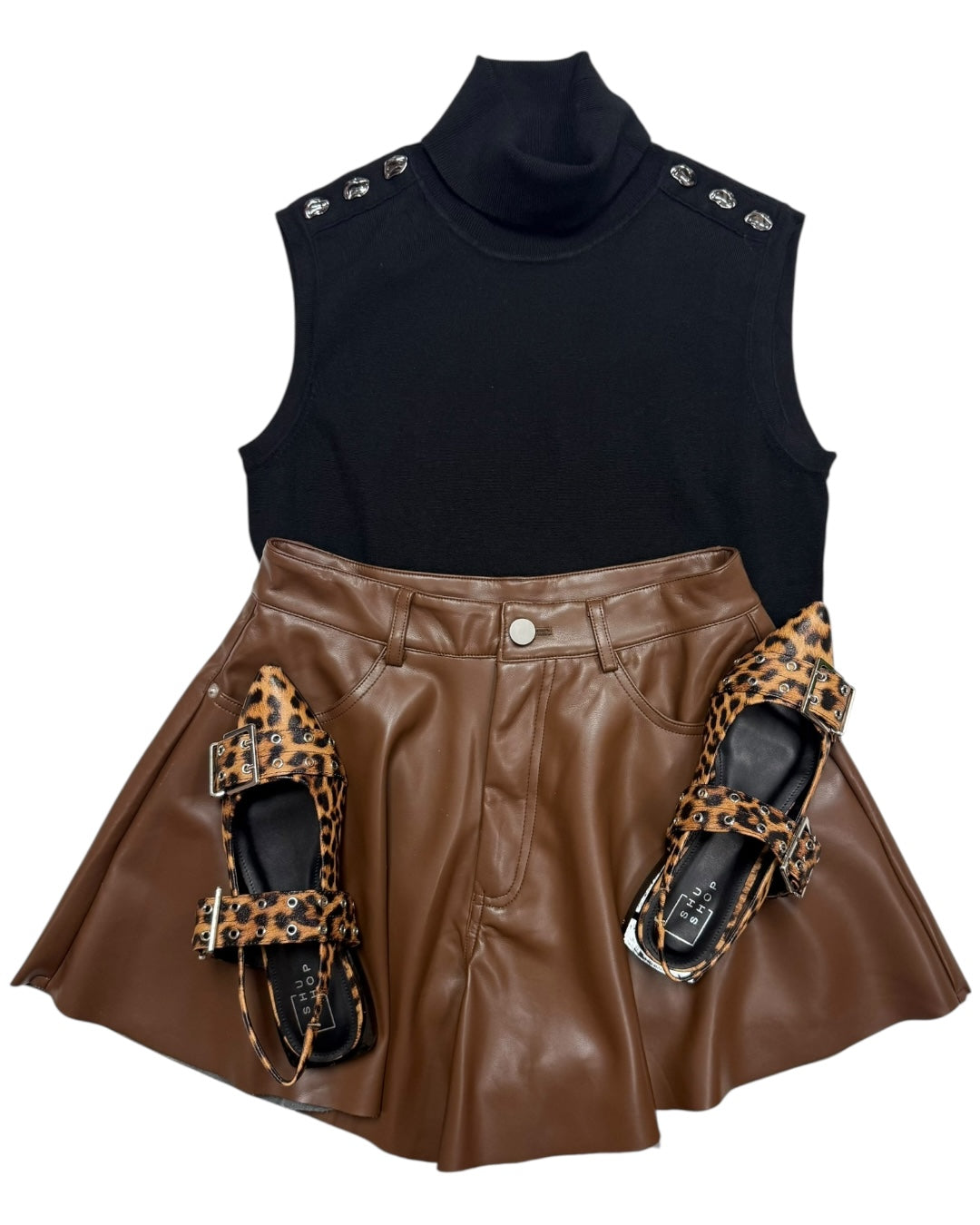 Victoria Leather Shorts Brown