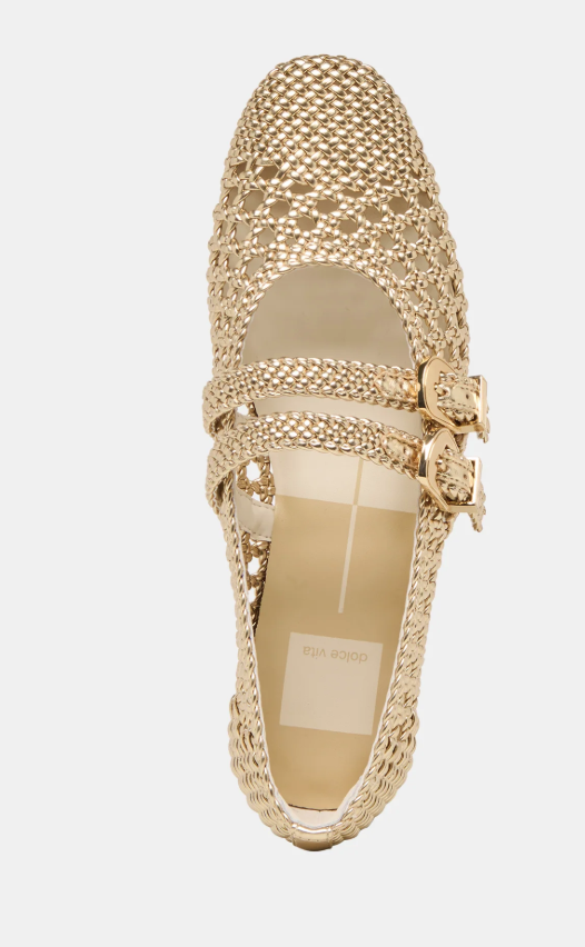 Woven Maryjane Flat Gold
