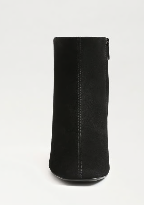 Paige Block Heel Bootie Black Suede