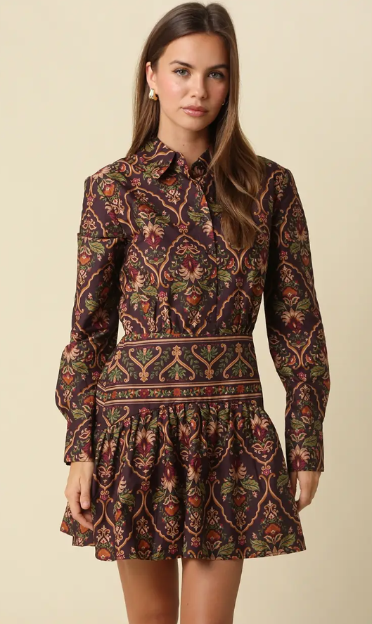 Gianna Mini Dress Chocolate Multi