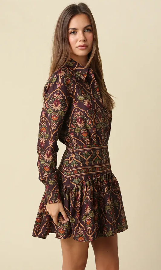Gianna Mini Dress Chocolate Multi