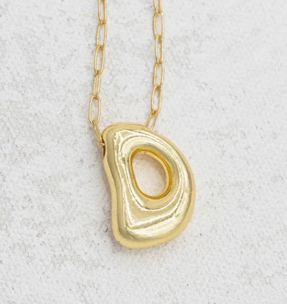 Bubble Initial Necklace Gold