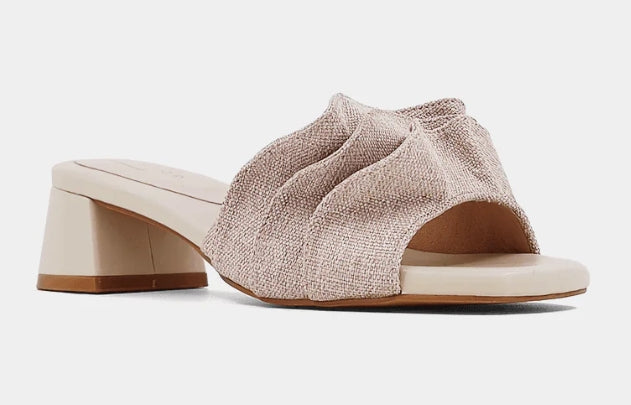 Ruffle Block Heel Natural